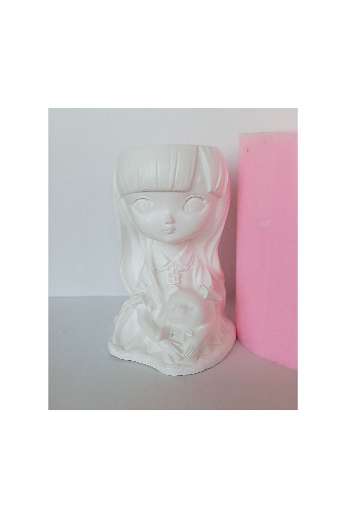 Kalıpcınızburada Ayıcıklı Kız Saksı Si̇li̇kon Kalıp