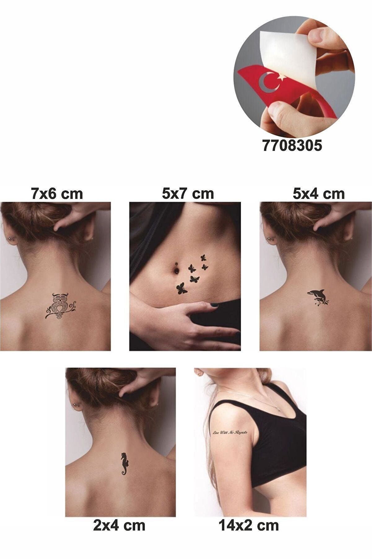 Ai̇rbrush Tattoo Dalda Baykuş 5 Adet Geçi̇ci̇ Dövme Kına Şablonu