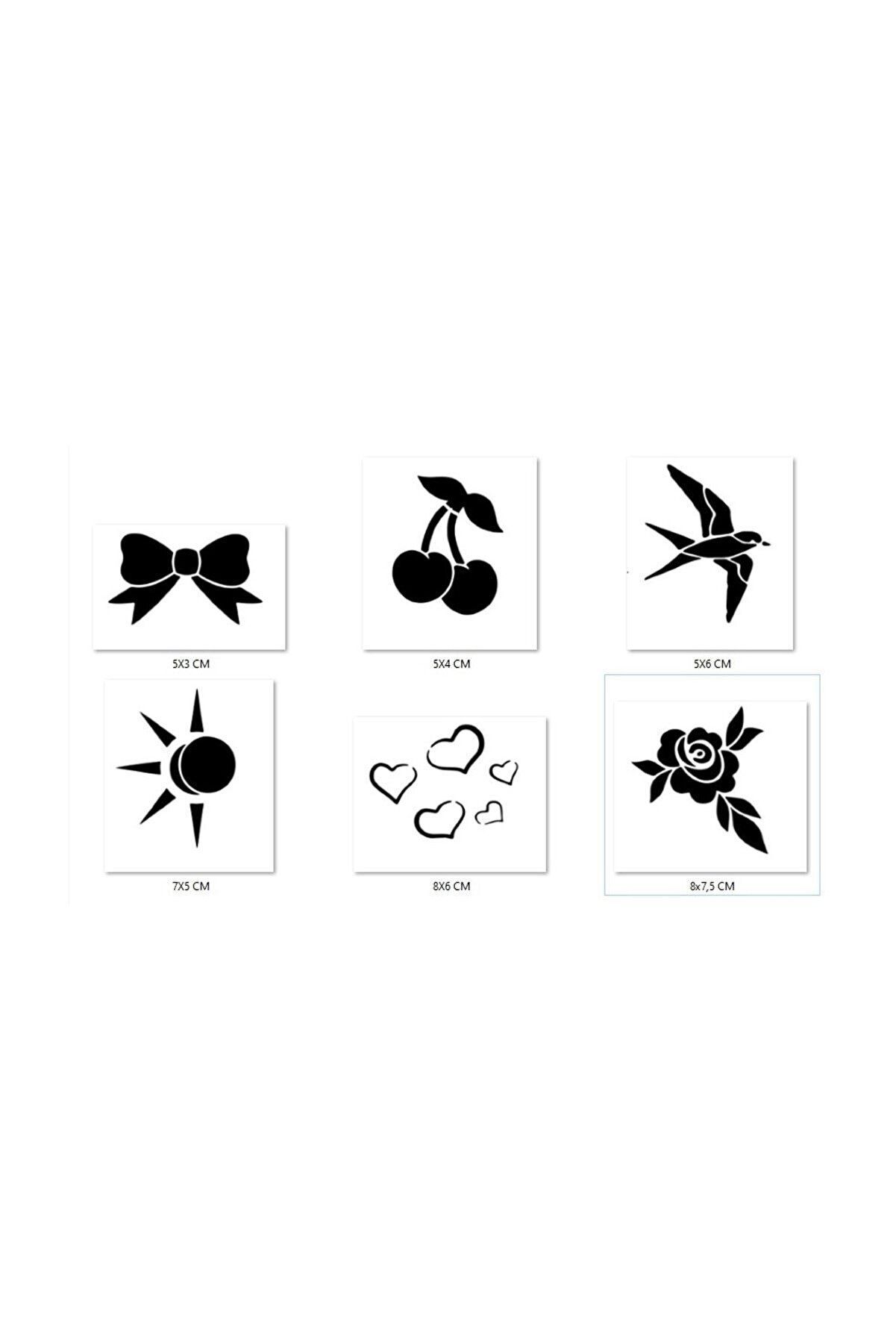 Ai̇rbrush Tattoo Kalp Çi̇çek Geçi̇ci̇ Dövme Şablonu Seti̇ Sadece Desen