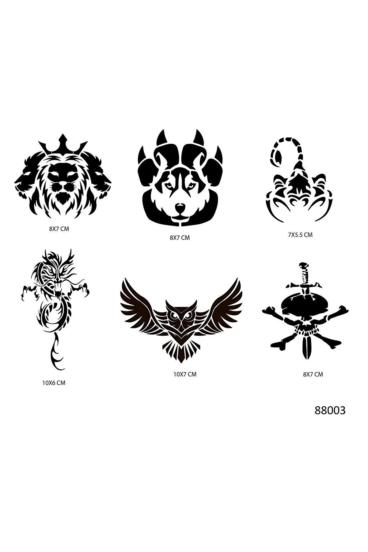 Ai̇rbrush Tattoo Vahşi̇ Hayvanlar Geçi̇ci̇ Dövme Şablonu Seti̇ Sadece Desen