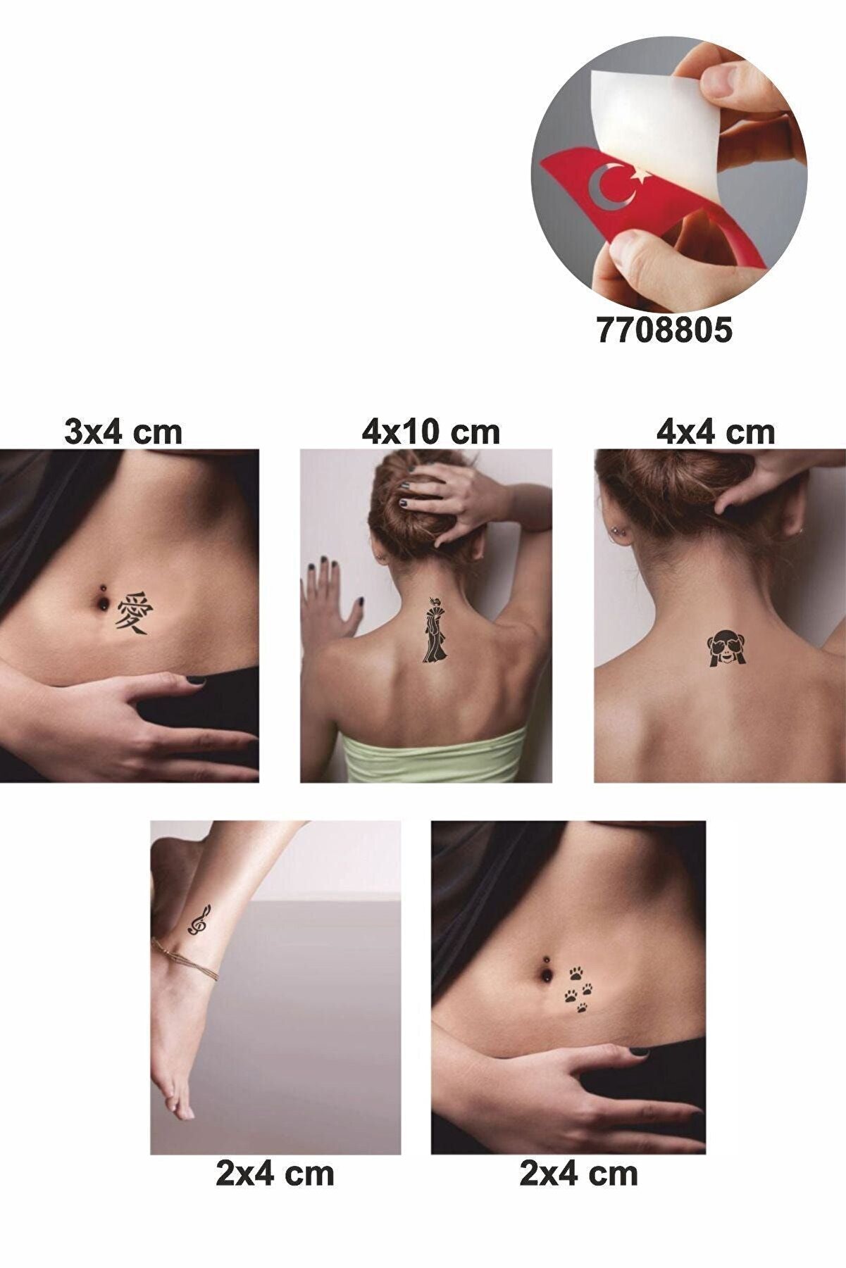 Ai̇rbrush Tattoo Uzak Doğu Modelleri̇ 5 Adet Ge&ccedil;i̇ci̇ D&ouml;vme Kına Şablonu