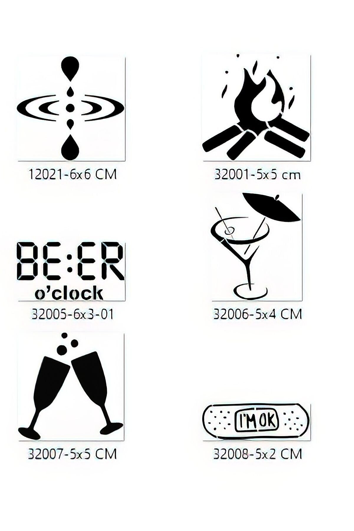 Ai̇rbrush Tattoo Summer Tasarımlar Geçi̇ci̇ Dövme Şablonu Seti̇ Sadece Desen