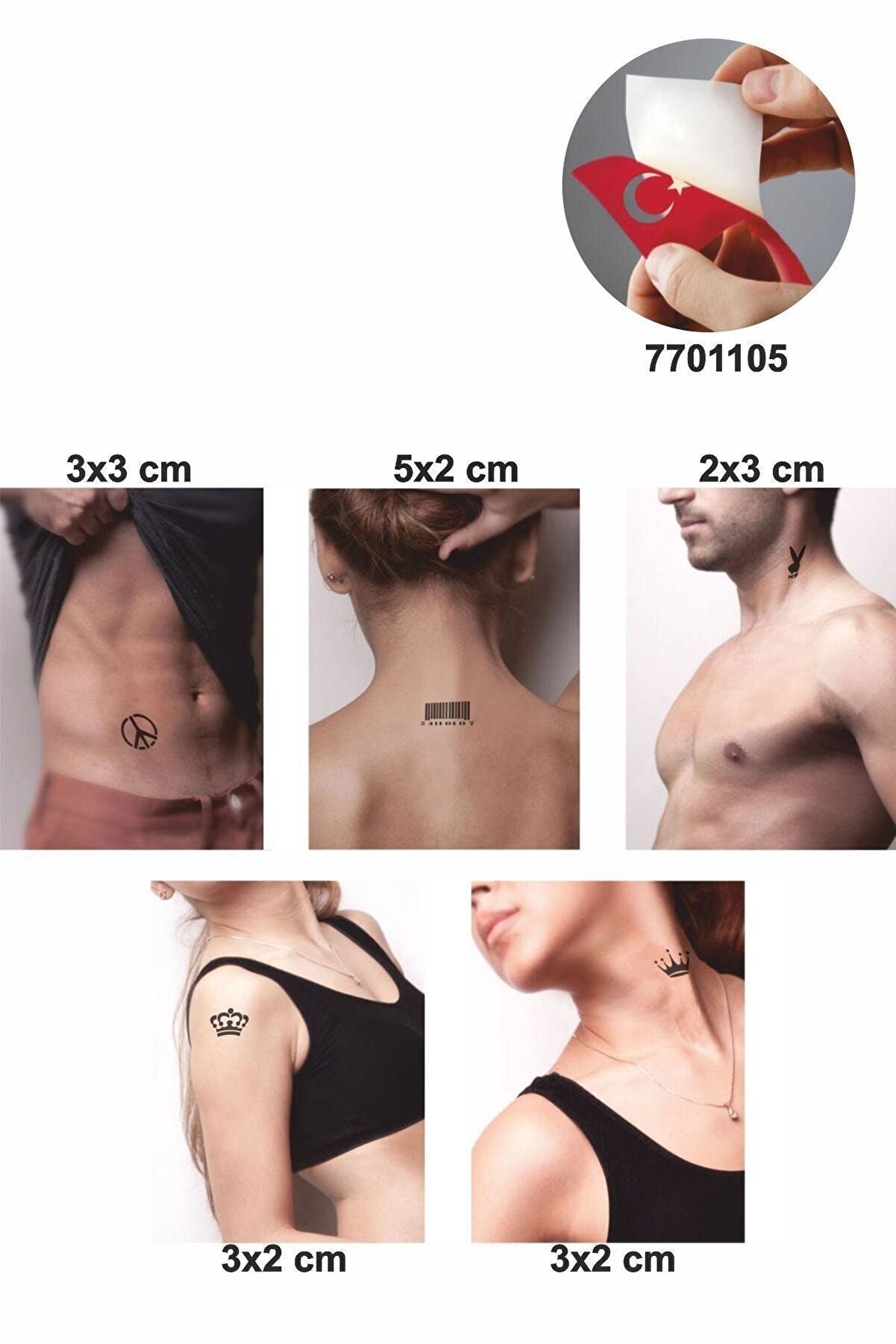 Ai̇rbrush Tattoo Semboller 5 Adet Ge&ccedil;i̇ci̇ D&ouml;vme Kına Şablonu