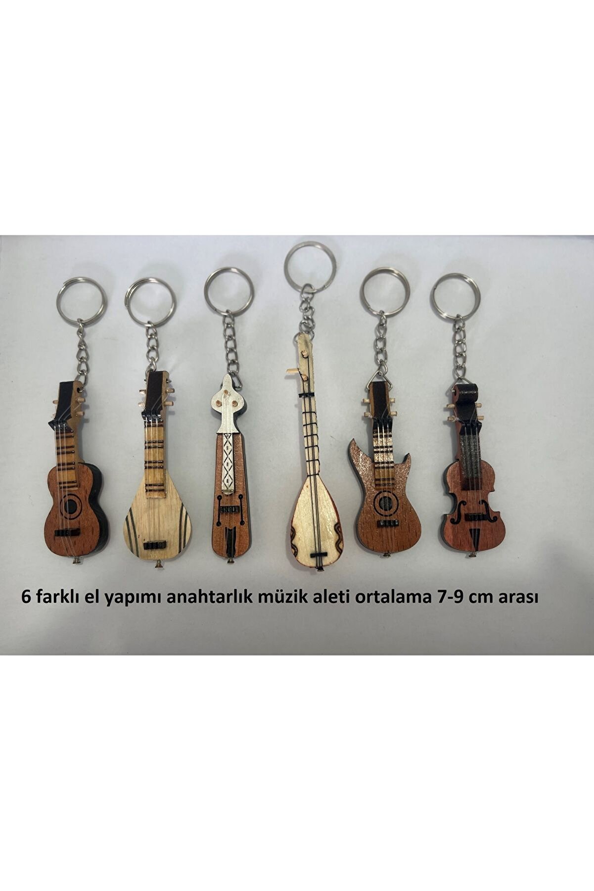 Ai̇rbrush Tattoo 6 Adet Bi̇rden Ahşap El Yapımı Mi̇nyat&uuml;r Anahtarlık M&uuml;zi̇k Aleti̇ Seti̇