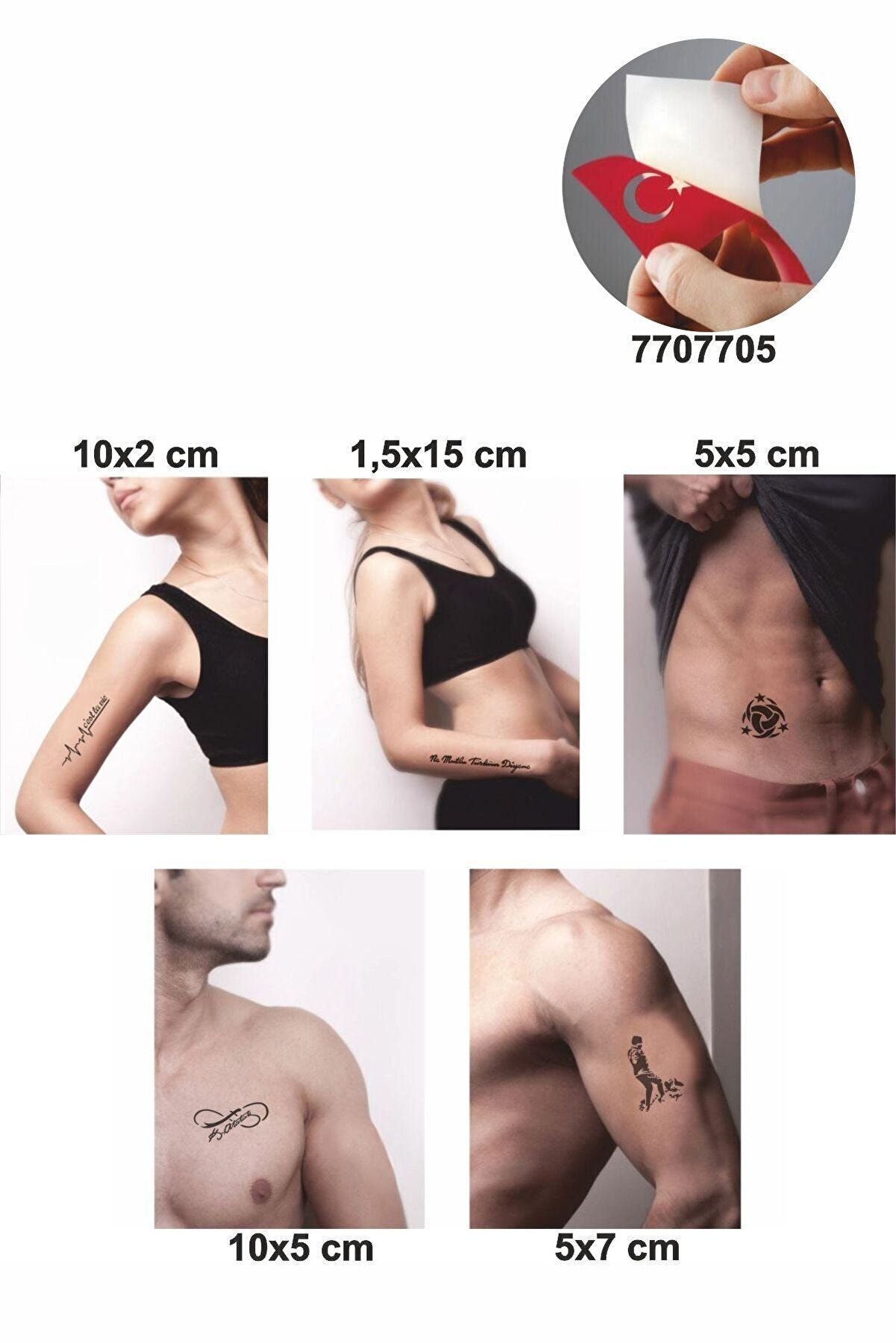 Ai̇rbrush Tattoo Ne Mutlu T&uuml;rk&uuml;m Di̇yene 5 Adet Ge&ccedil;i̇ci̇ D&ouml;vme Kına Şablonu