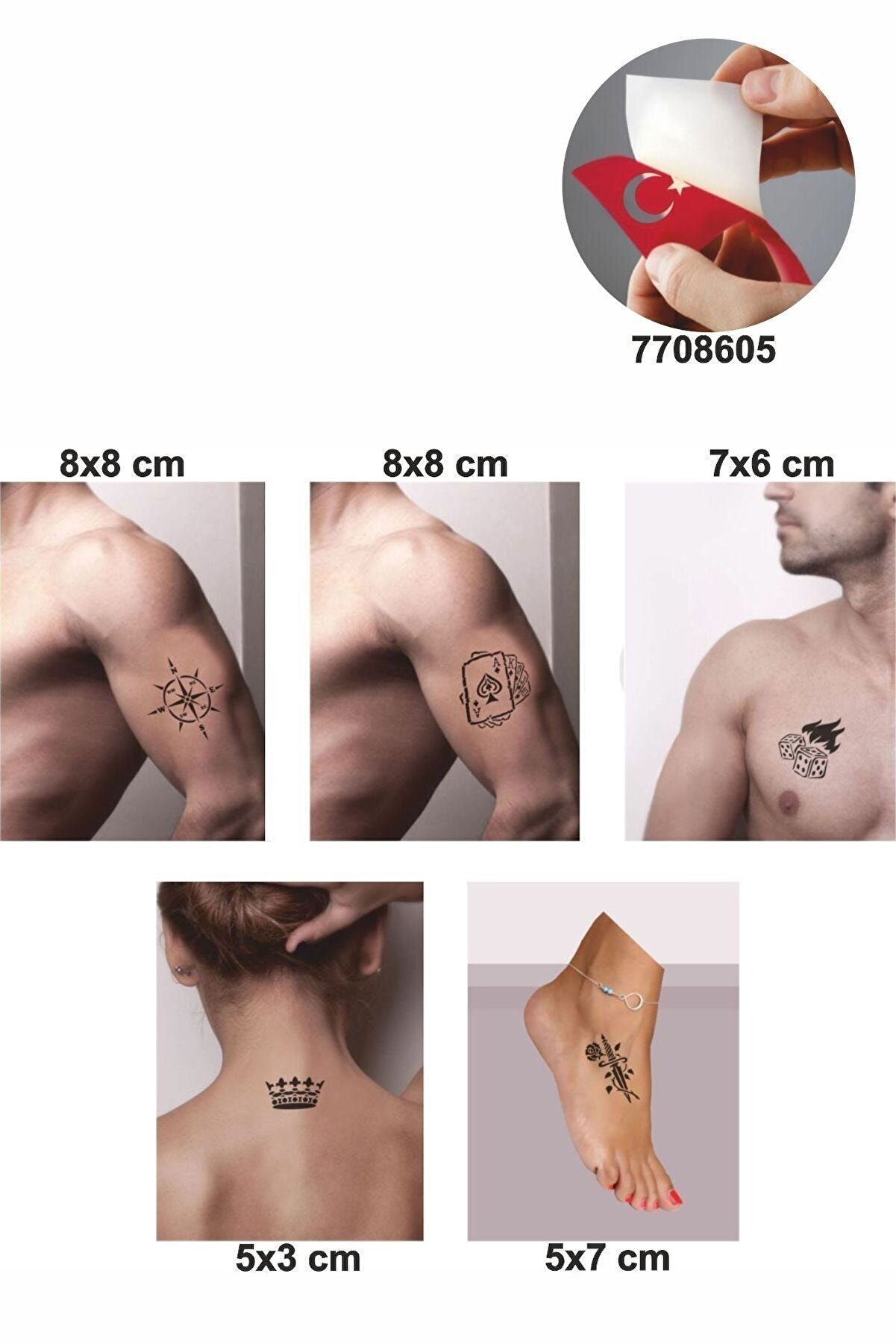 Ai̇rbrush Tattoo Şans Oyunları 5 Adet Geçi̇ci̇ Dövme Kına Şablonu