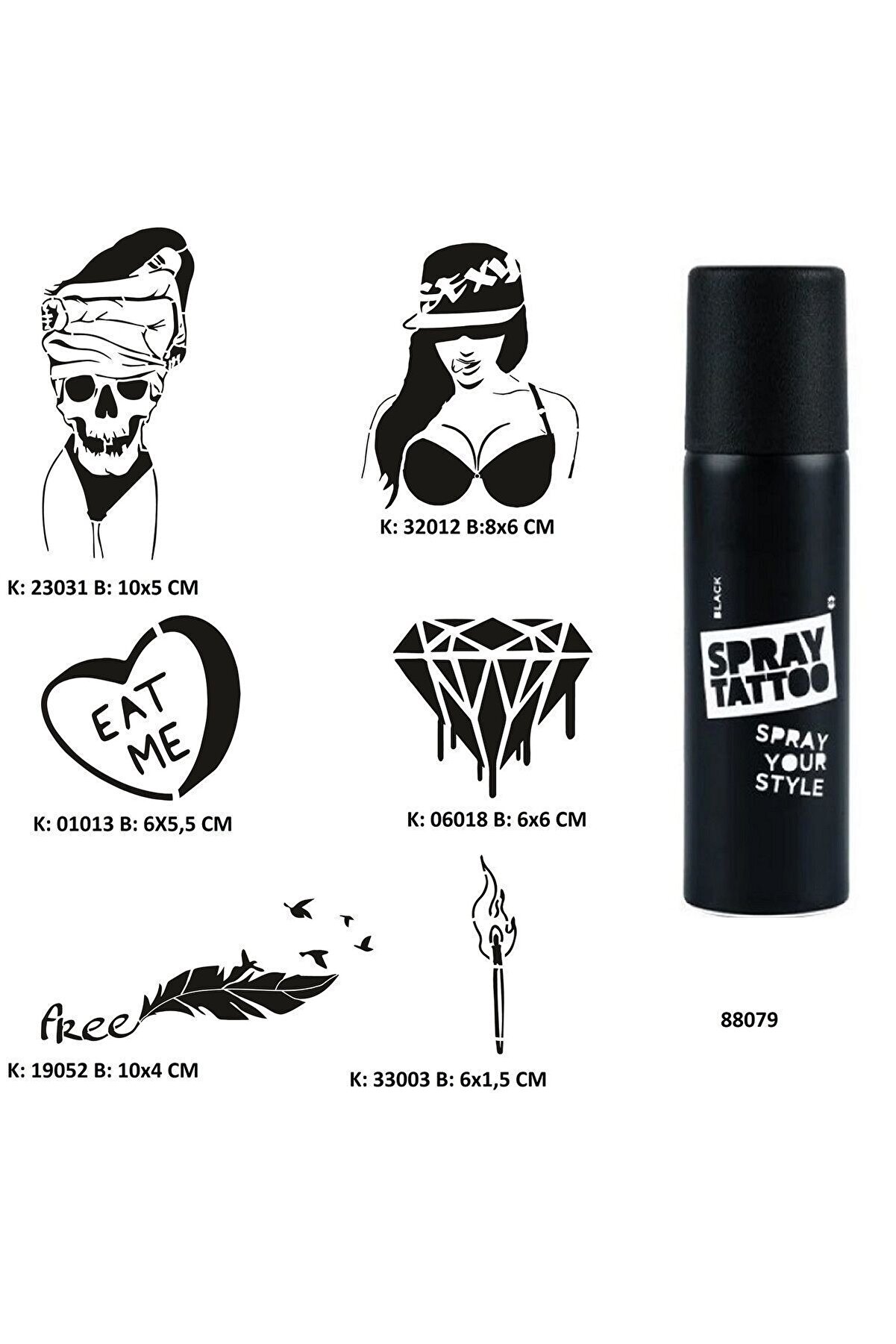 Ai̇rbrush Tattoo Davetkar Modeller Spray Tattoo Geçi̇ci̇ Dövme Seti̇ Dark Sprey Dövme Ki̇ti̇