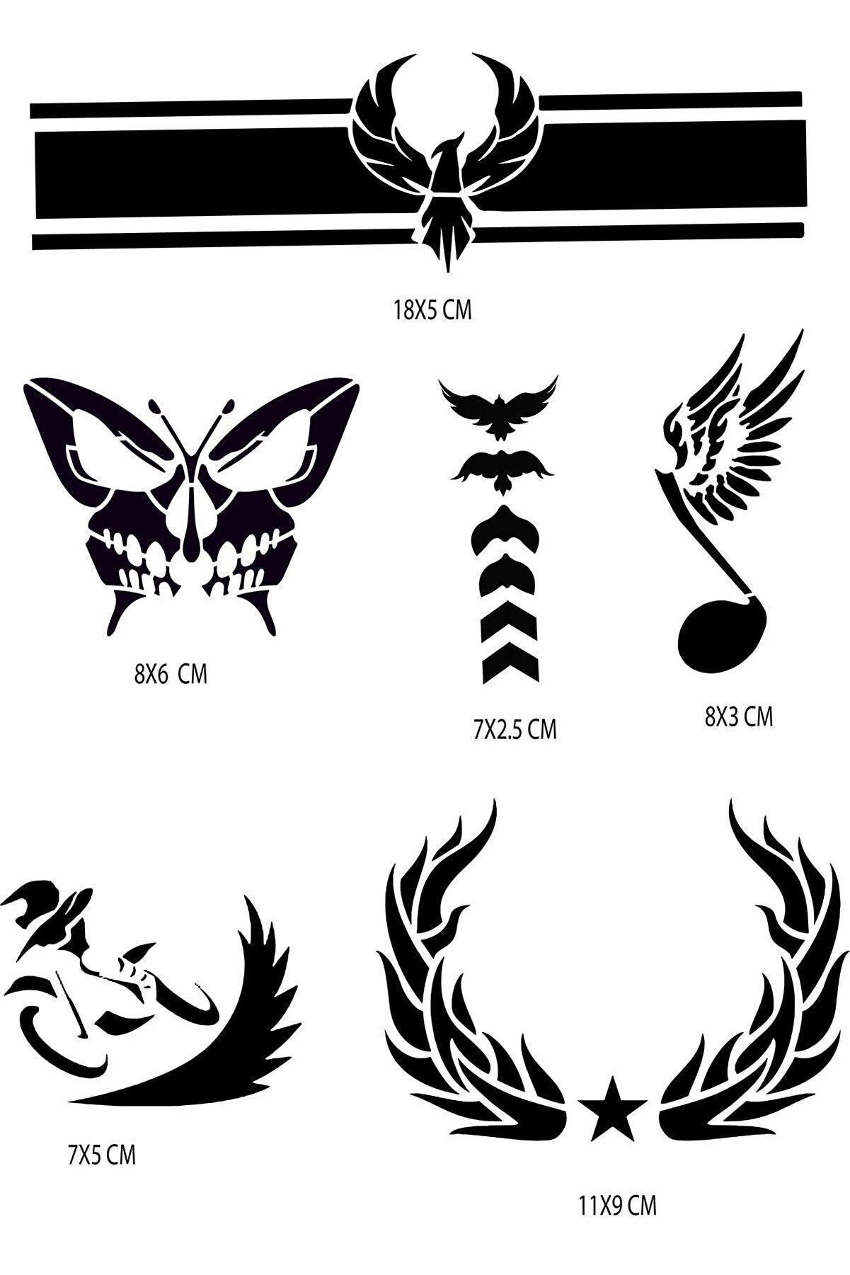 Ai̇rbrush Tattoo Kol Ve Kanat Geçi̇ci̇ Dövme Şablonu Seti̇ Sadece Desen