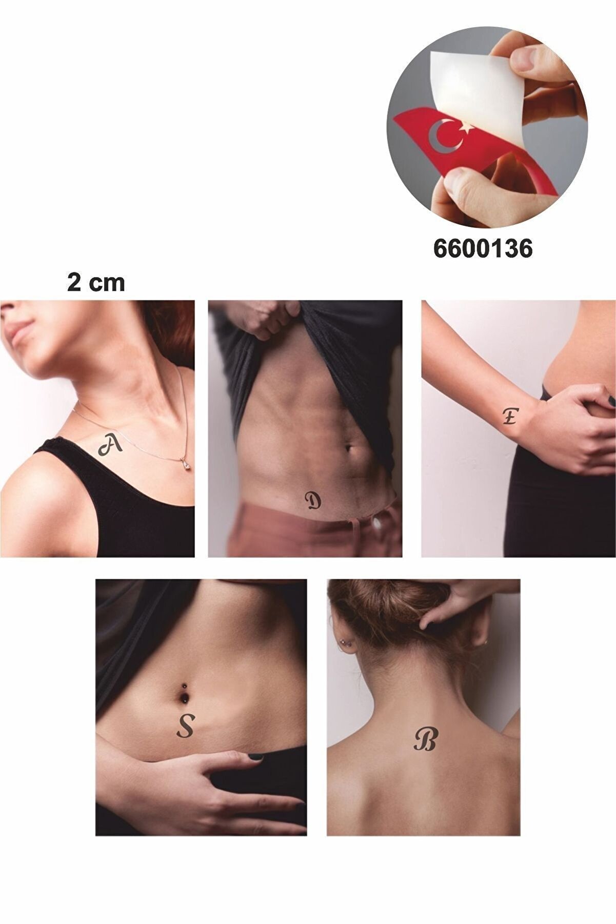 Ai̇rbrush Tattoo B&uuml;y&uuml;k Boy El Yazısı Harf 5 Adet Ge&ccedil;i̇ci̇ D&ouml;vme Kına Şablonu