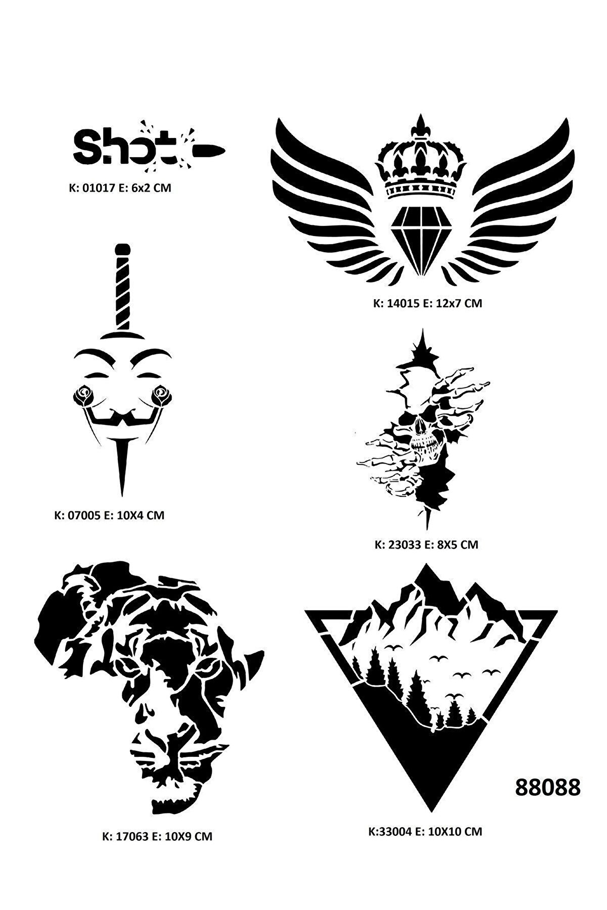 Ai̇rbrush Tattoo Kanat Ve Vahşi̇ Doğa Geçi̇ci̇ Dövme Kalıpları Sadece Desen