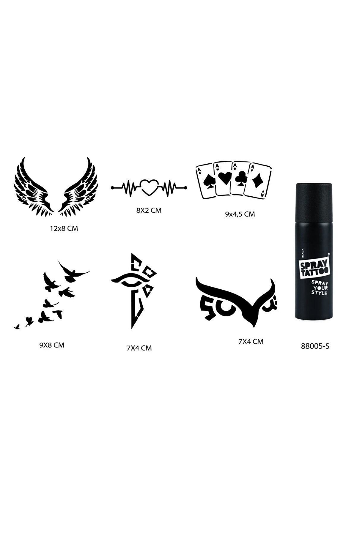 Ai̇rbrush Tattoo Tri̇bal Kanat Şansı Spray Tattoo Geçi̇ci̇ Sprey Dövme Seti̇
