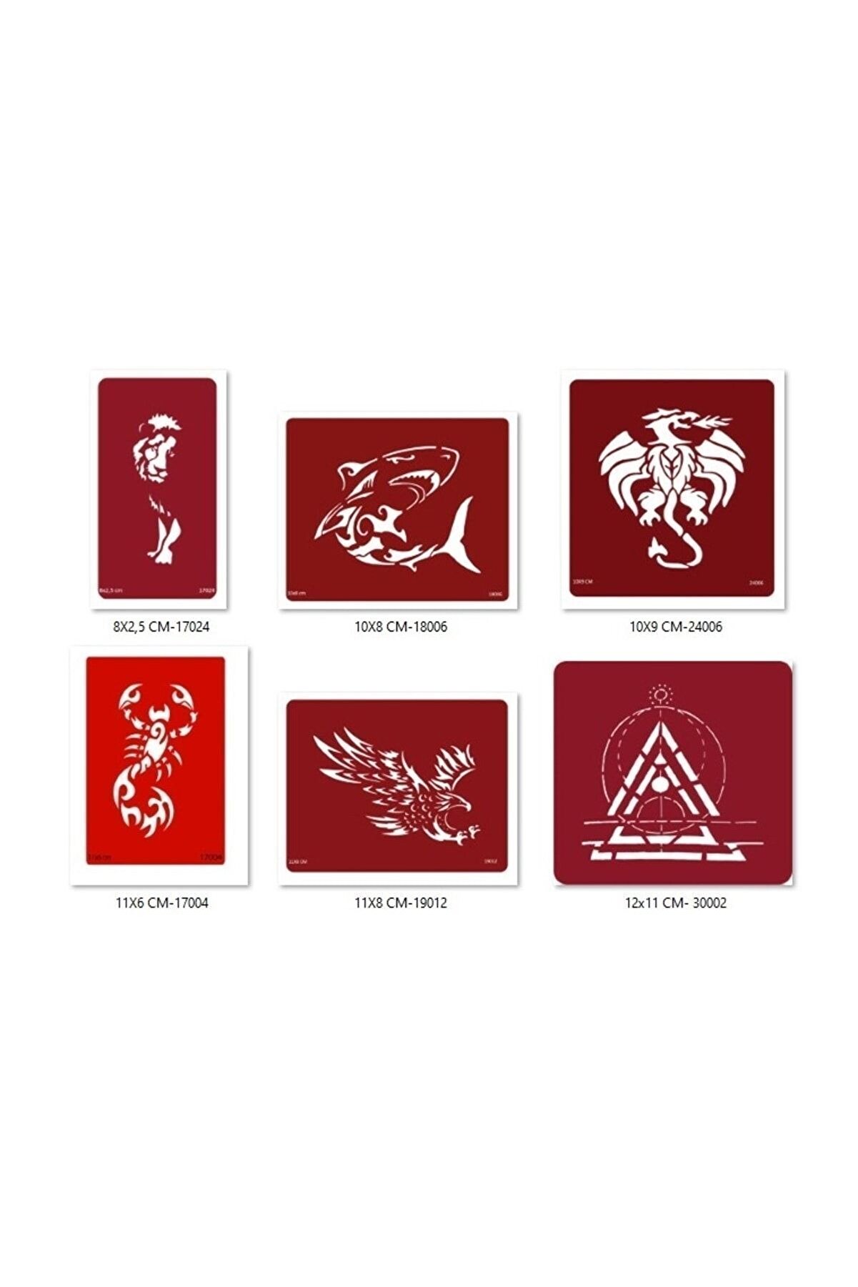 Ai̇rbrush Tattoo Shark Dragon Ge&ccedil;i̇ci̇ D&ouml;vme Şablonu Seti̇ Sadece Desen