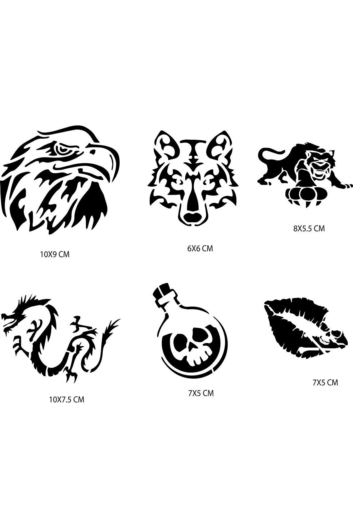 Ai̇rbrush Tattoo Vahşi̇ Doğa Geçi̇ci̇ Dövme Şablonu Seti̇ Sadece Desen