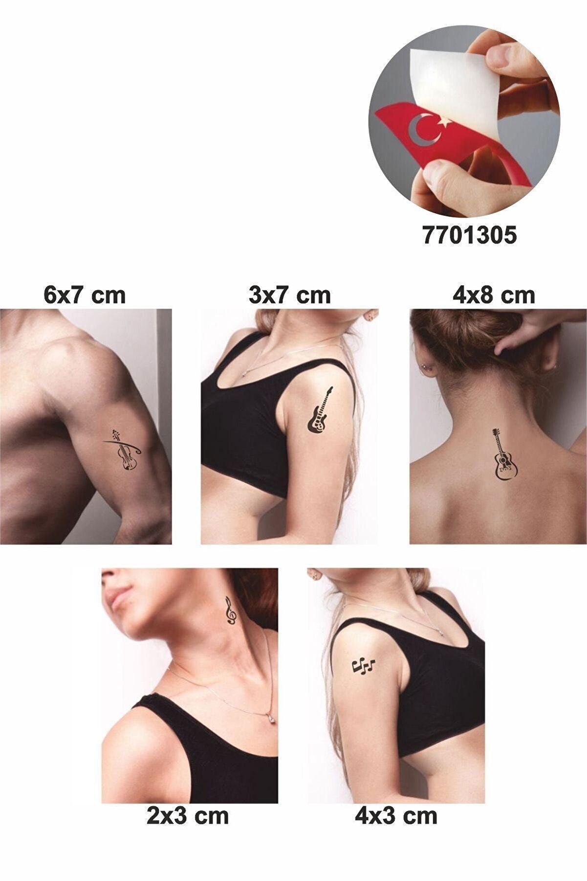 Ai̇rbrush Tattoo Müzi̇ği̇n Gücü 5 Adet Geçi̇ci̇ Dövme Kına Şablonu