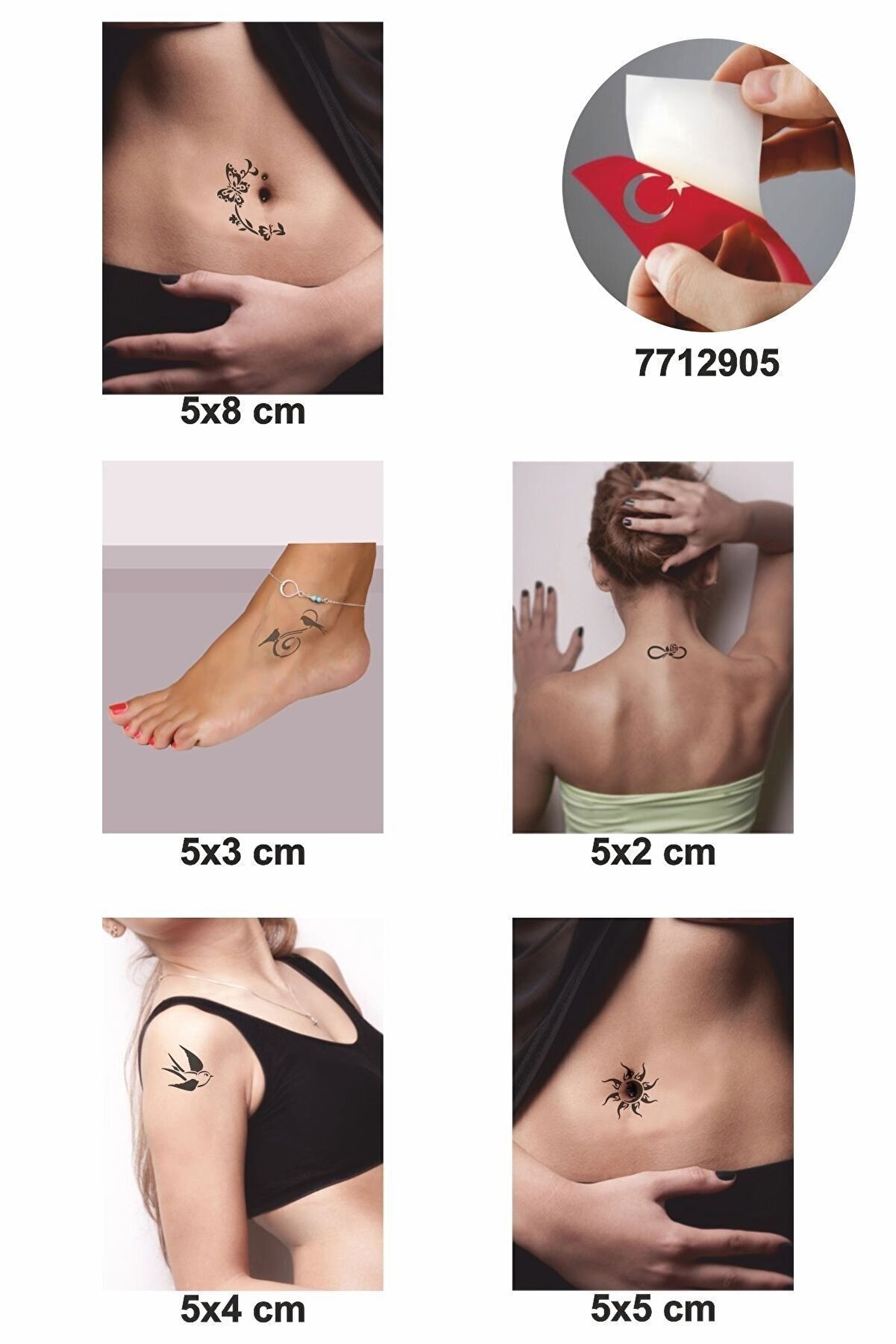 Ai̇rbrush Tattoo Bahar Sarhoşluğu 5 Adet Ge&ccedil;i̇ci̇ D&ouml;vme Kına Şablonu