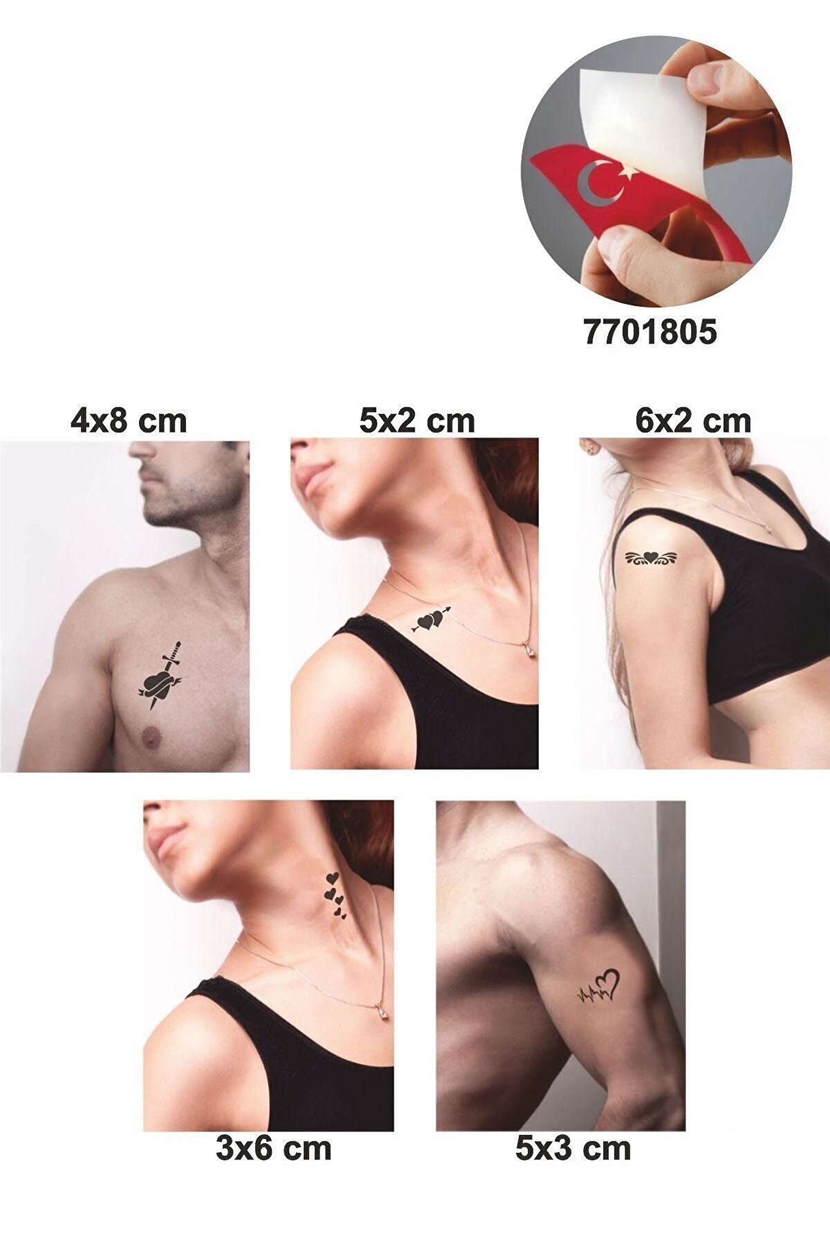Ai̇rbrush Tattoo Kalp Kalbe 5 Adet Geçi̇ci̇ Dövme Kına Şablonu