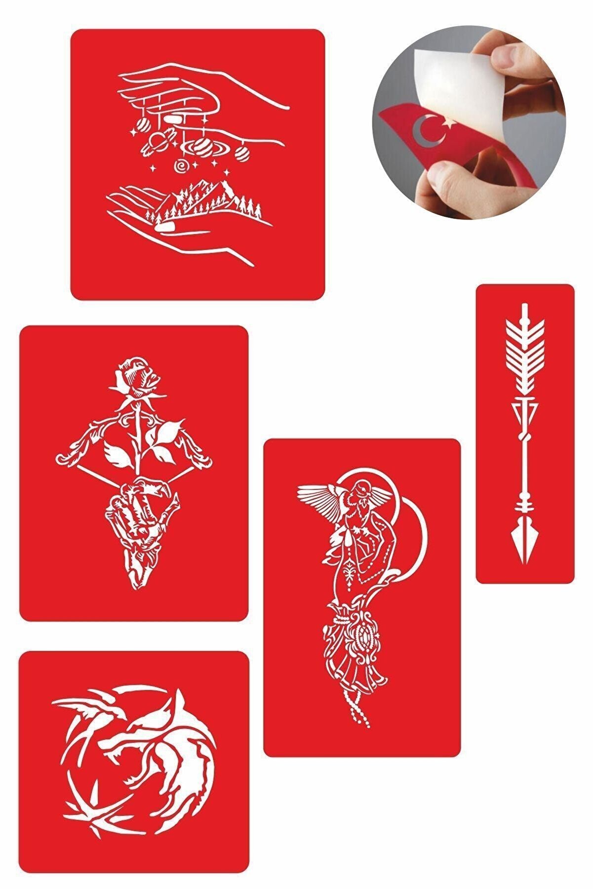 Ai̇rbrush Tattoo Doğruluk Sembolleri̇ 5 Adet Geçi̇ci̇ Dövme Kına Şablonu