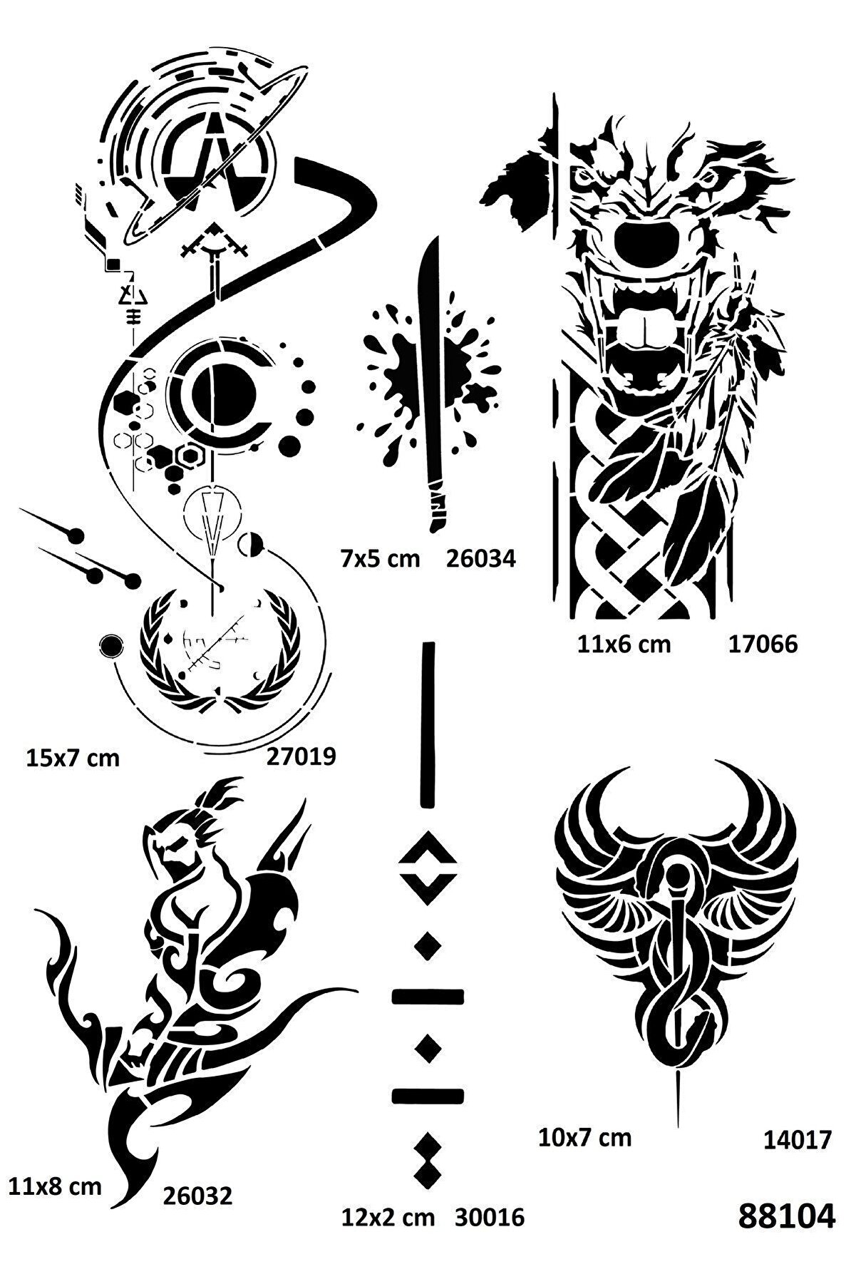 Ai̇rbrush Tattoo Fantasti̇k Kari̇zmati̇k Modeller Spray Tattoo Geçi̇ci̇ Dövme Seti̇ Dark Si̇yah Sprey