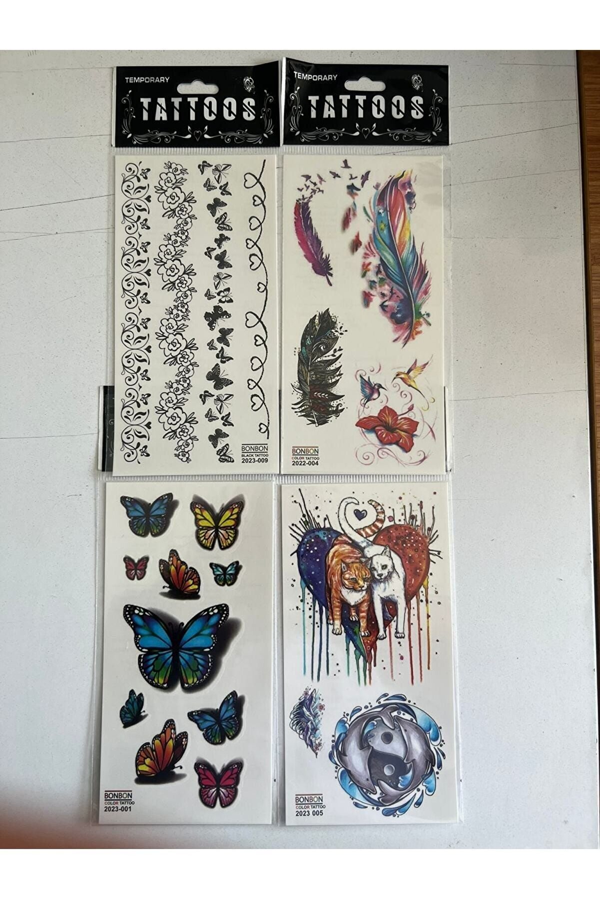 Ai̇rbrush Tattoo Tüy Kedi̇ 4 Adet Bi̇rden Yapıştırma Geçi̇ci̇ Dövme