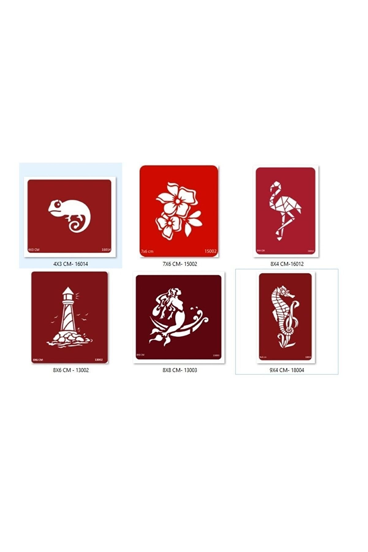 Ai̇rbrush Tattoo Bukalemun Deni̇z Atı Geçi̇ci̇ Dövme Şablonu Seti̇ Sadece Desen