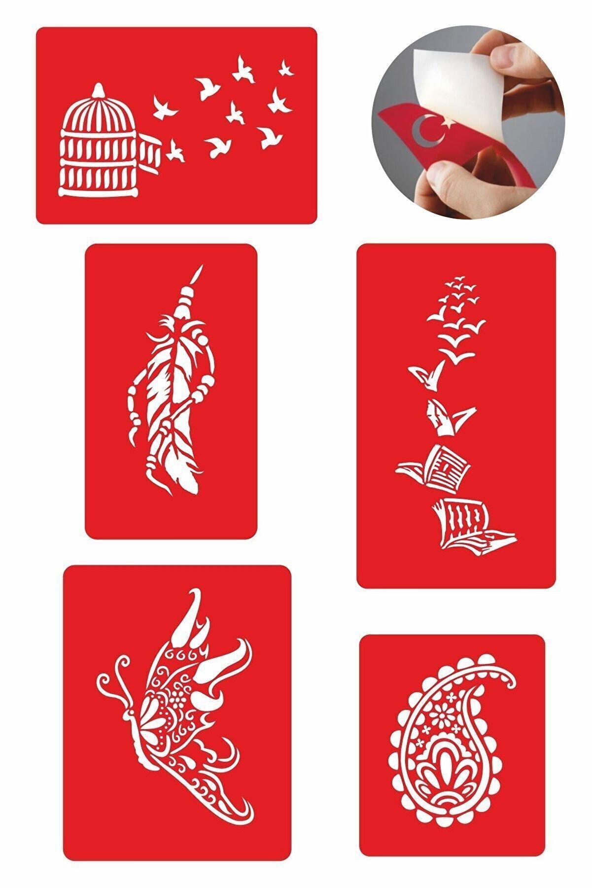 Ai̇rbrush Tattoo Bi̇r Çi̇çek Bi̇r Kelebek 5 Adet Geçi̇ci̇ Dövme Kına Şablonu