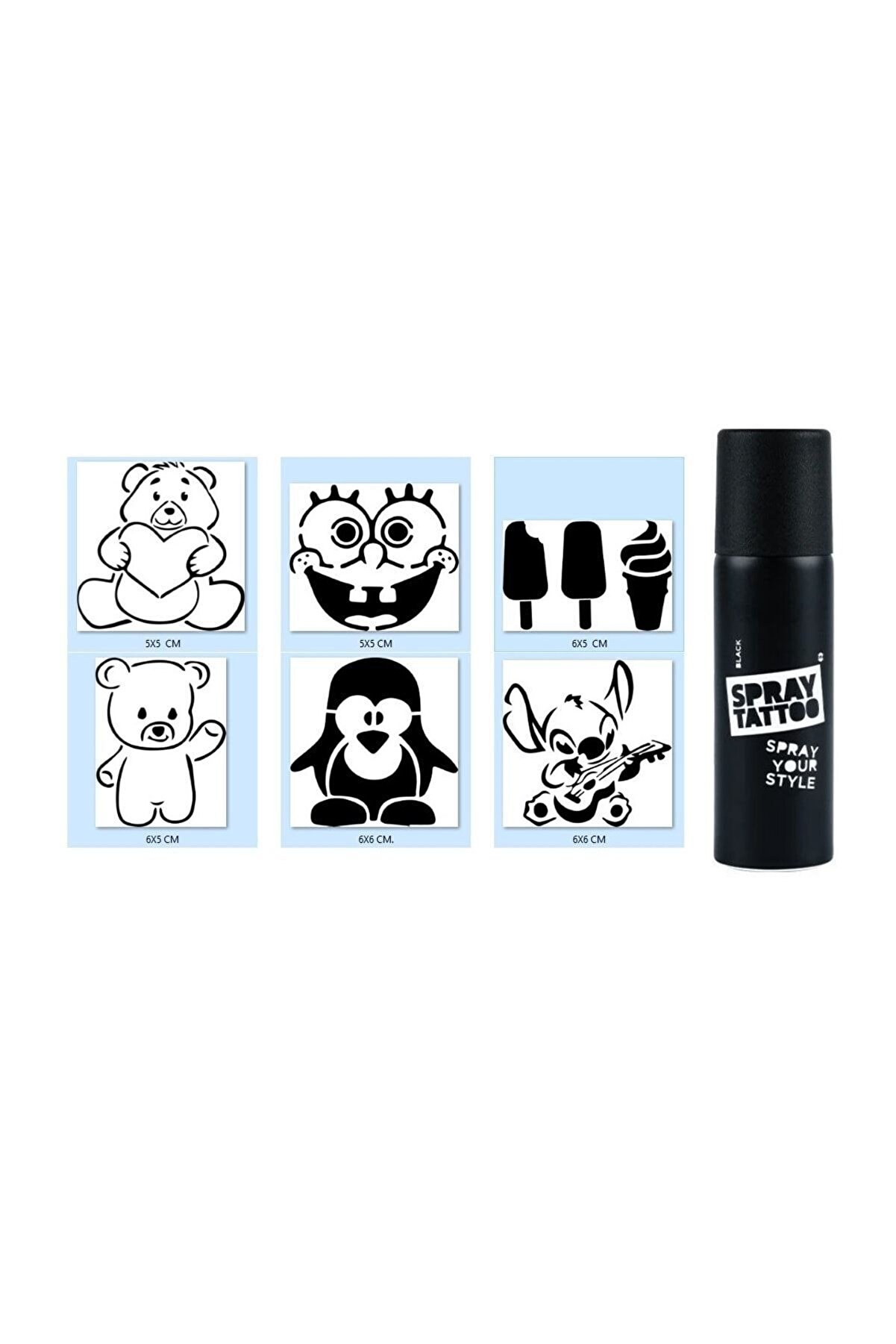 Ai̇rbrush Tattoo Çocuk Modelleri̇ Spray Tattoo Geçi̇ci̇ Dövme Yapma Seti̇ Si̇yah Sprey Dövme