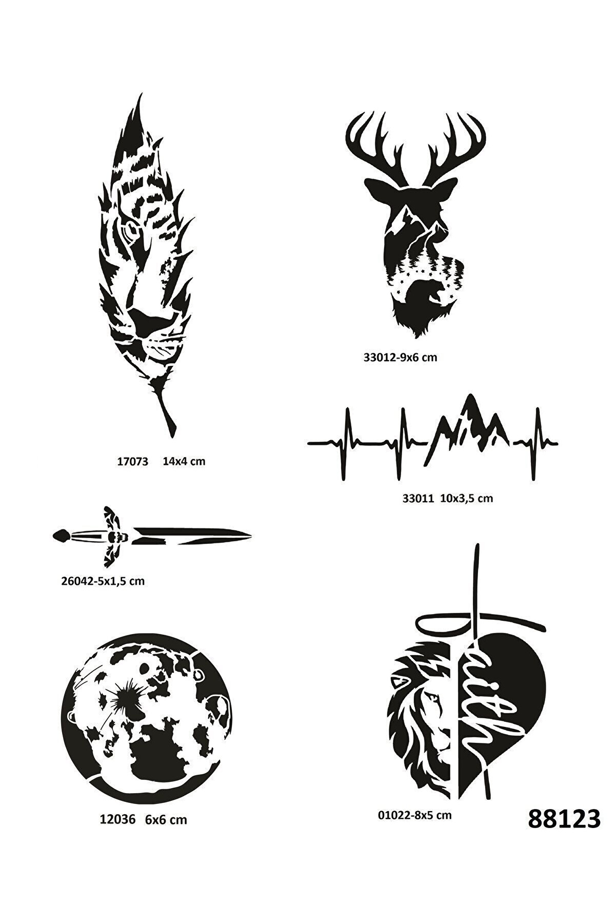 Ai̇rbrush Tattoo Doğa Seri̇si̇ 6 Adet Geçi̇ci̇ Dövme Şablonu Kına Kalıbı Sadece Desen