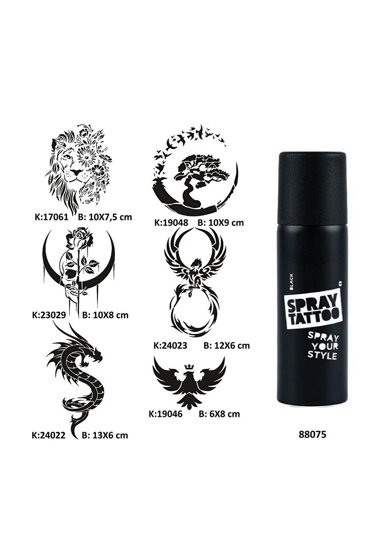 Ai̇rbrush Tattoo Vahşi̇ Güzelli̇kler Spray Tattoo Geçi̇ci̇ Dövme Seti̇ Dark Sprey Dövme Ki̇ti̇