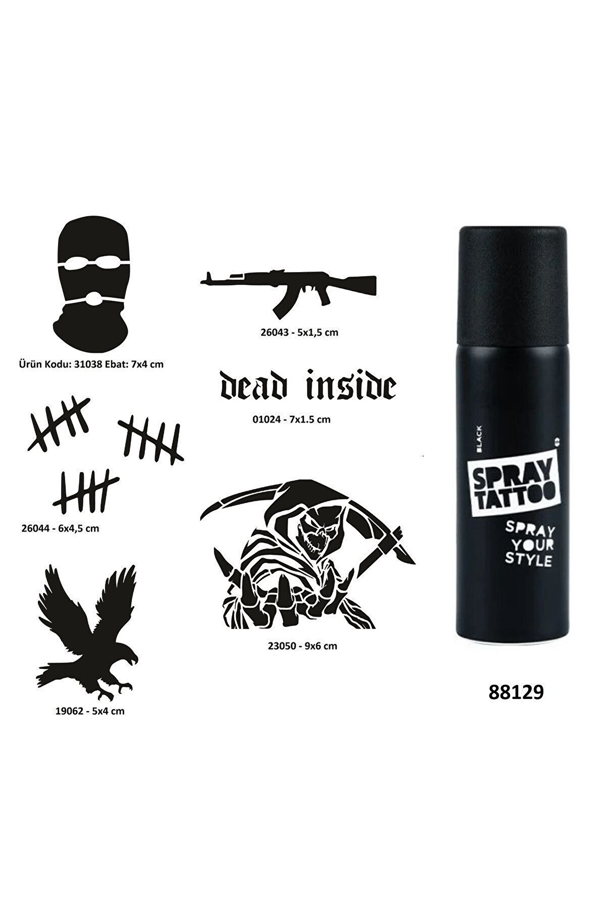 Ai̇rbrush Tattoo Hırçın Semboller Spray Tattoo Geçi̇ci̇ Dövme Yapma Seti̇ Dark Si̇yah