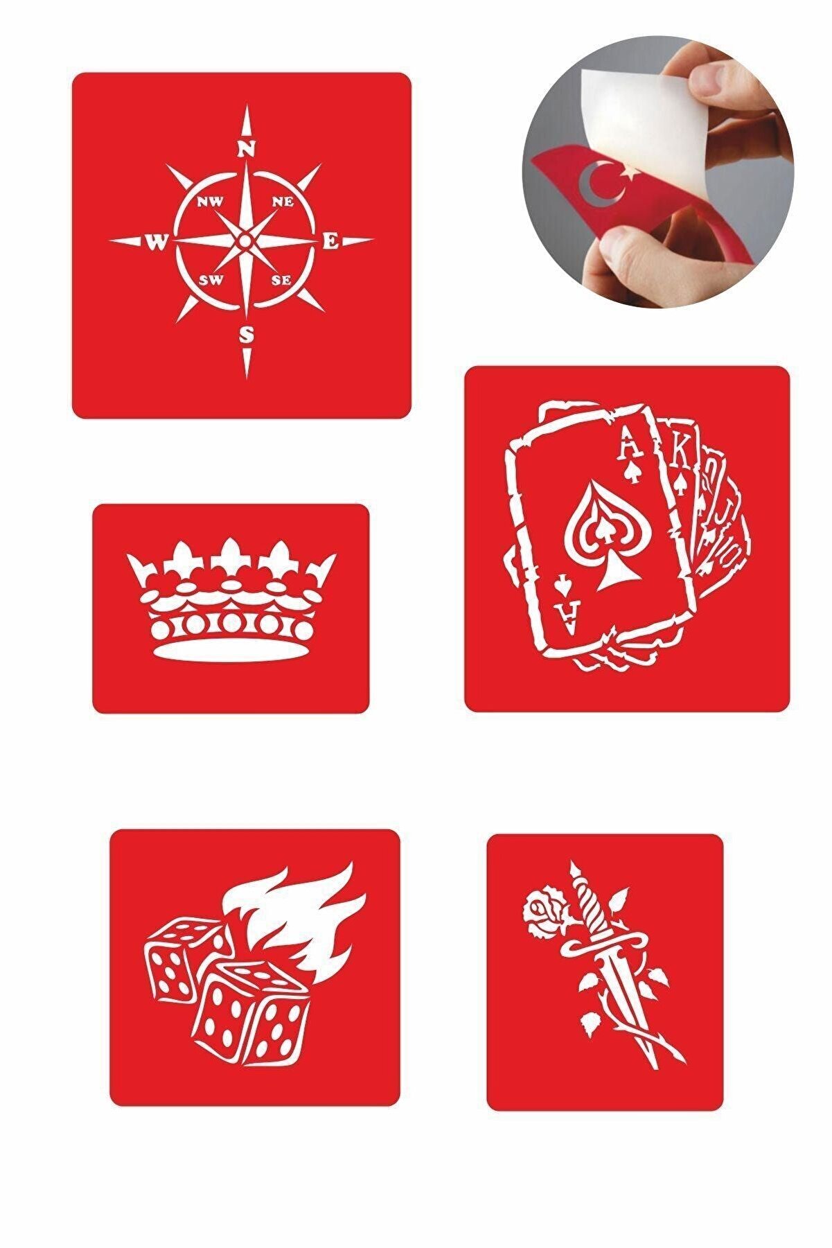 Ai̇rbrush Tattoo Şans Oyunları 5 Adet Geçi̇ci̇ Dövme Kına Şablonu