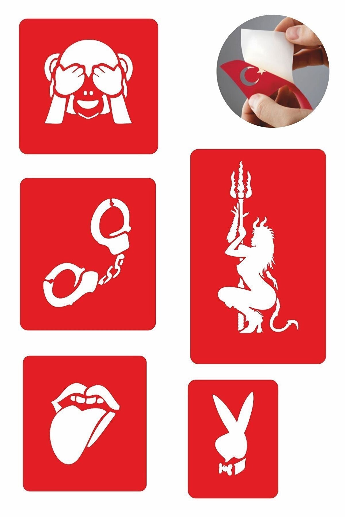 Ai̇rbrush Tattoo Şeytan Azapta 5 Adet Geçi̇ci̇ Dövme Kına Şablonu