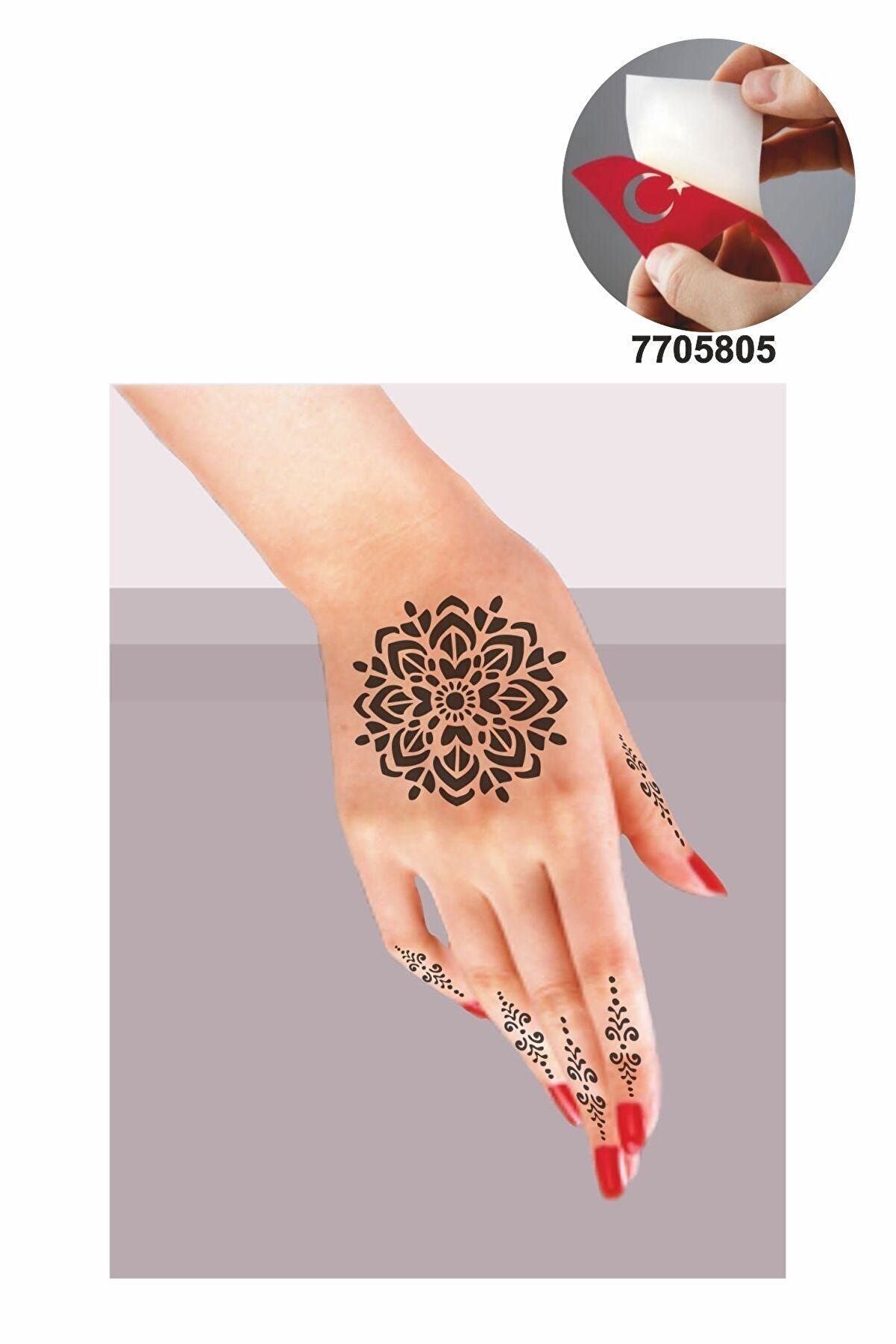 Ai̇rbrush Tattoo Papatya Bahçesi̇ 5 Adet Geçi̇ci̇ Dövme Kına Şablonu