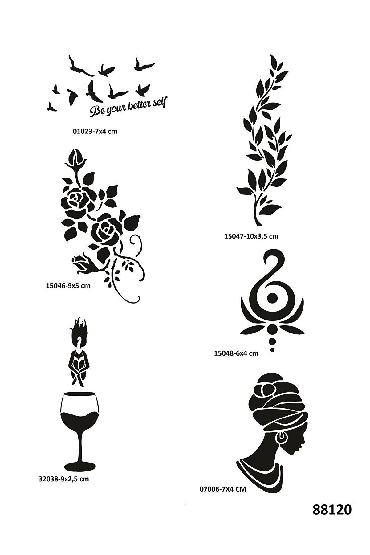 Ai̇rbrush Tattoo Zari̇f Kadınlar 6 Adet Geçi̇ci̇ Dövme Şablonu Kına Kalıbı Sadece Desen