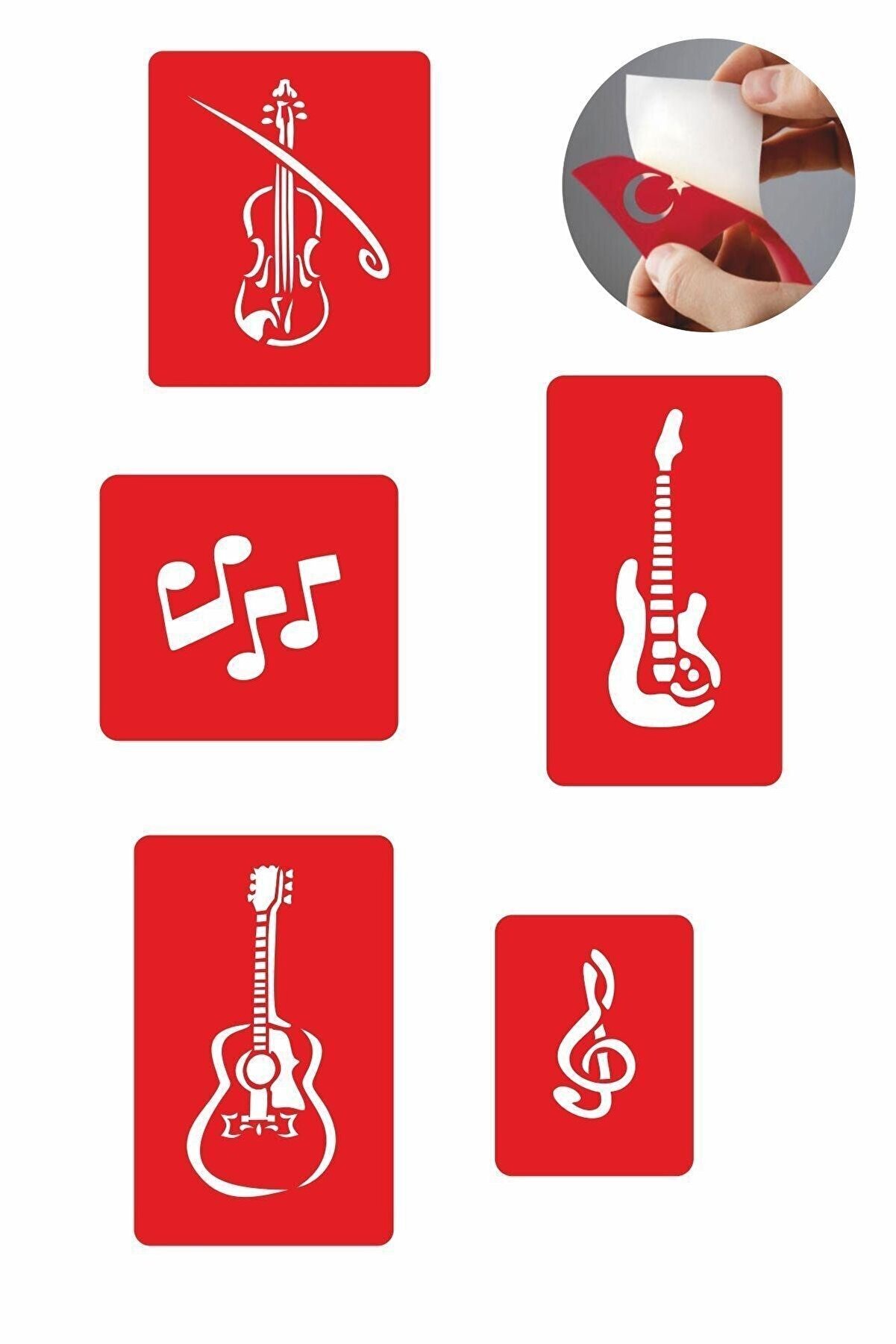 Ai̇rbrush Tattoo Müzi̇ği̇n Gücü 5 Adet Geçi̇ci̇ Dövme Kına Şablonu