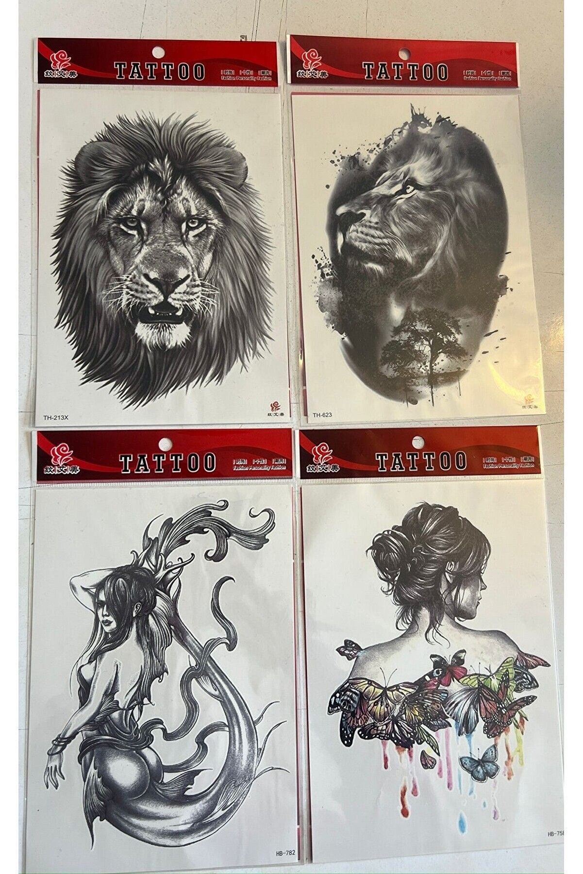 Ai̇rbrush Tattoo Büyük Boy Yapıştırma Dövme Geçi̇ci̇ Dövme Seti̇ 4 Adet Bi̇rden Model 1