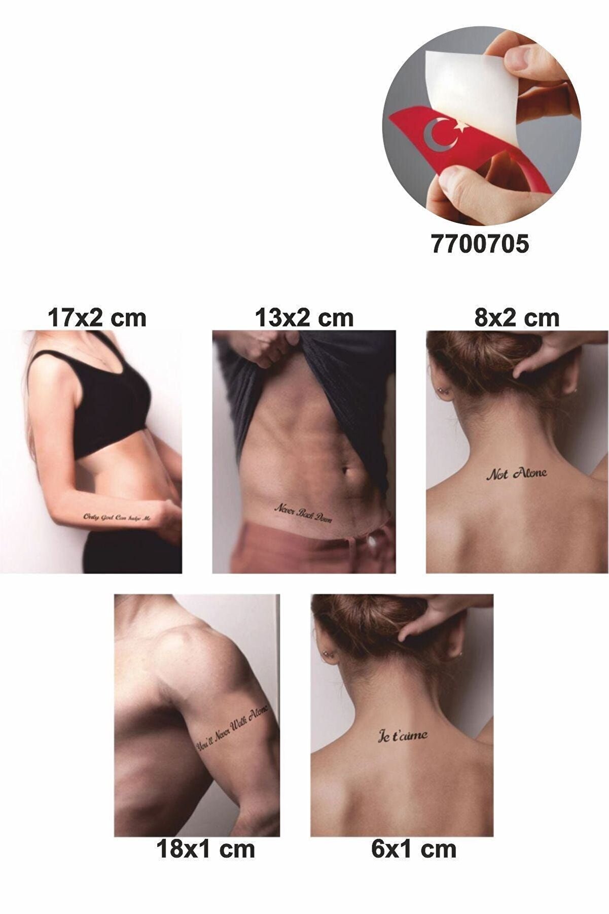 Ai̇rbrush Tattoo Güçlü Sloganlar 5 Adet Geçi̇ci̇ Dövme Kına Şablonu