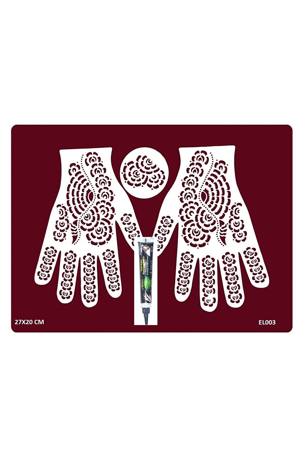 Enhavalı El Ve Parmak Süsleme Si̇yah Kınalı Geçi̇ci̇ Dövme Seti̇ El003K