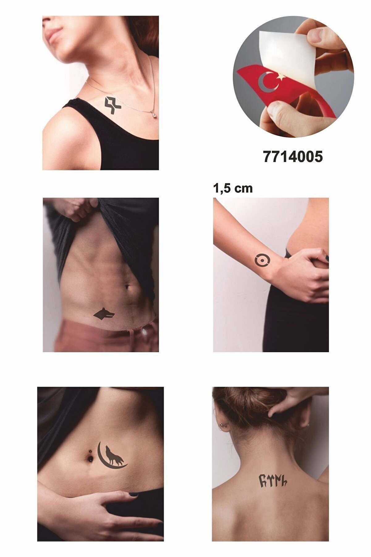 Ai̇rbrush Tattoo Göktürkçe Harf Bantı 5 Adet Geçi̇ci̇ Dövme Kına Şablonu