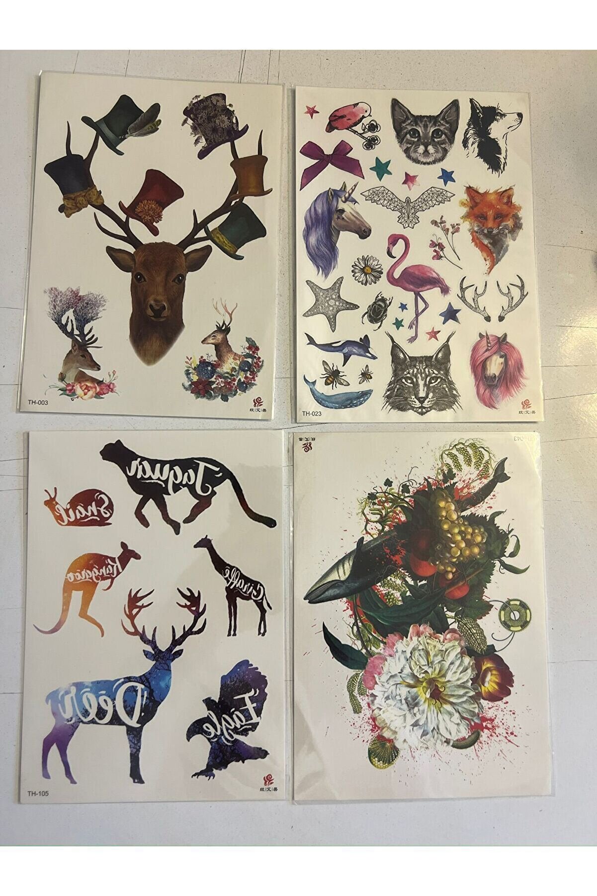 Ai̇rbrush Tattoo Büyük Boy Yapıştırma Dövme Geçi̇ci̇ Dövme Seti̇ 4 Adet Bi̇rden Model 35