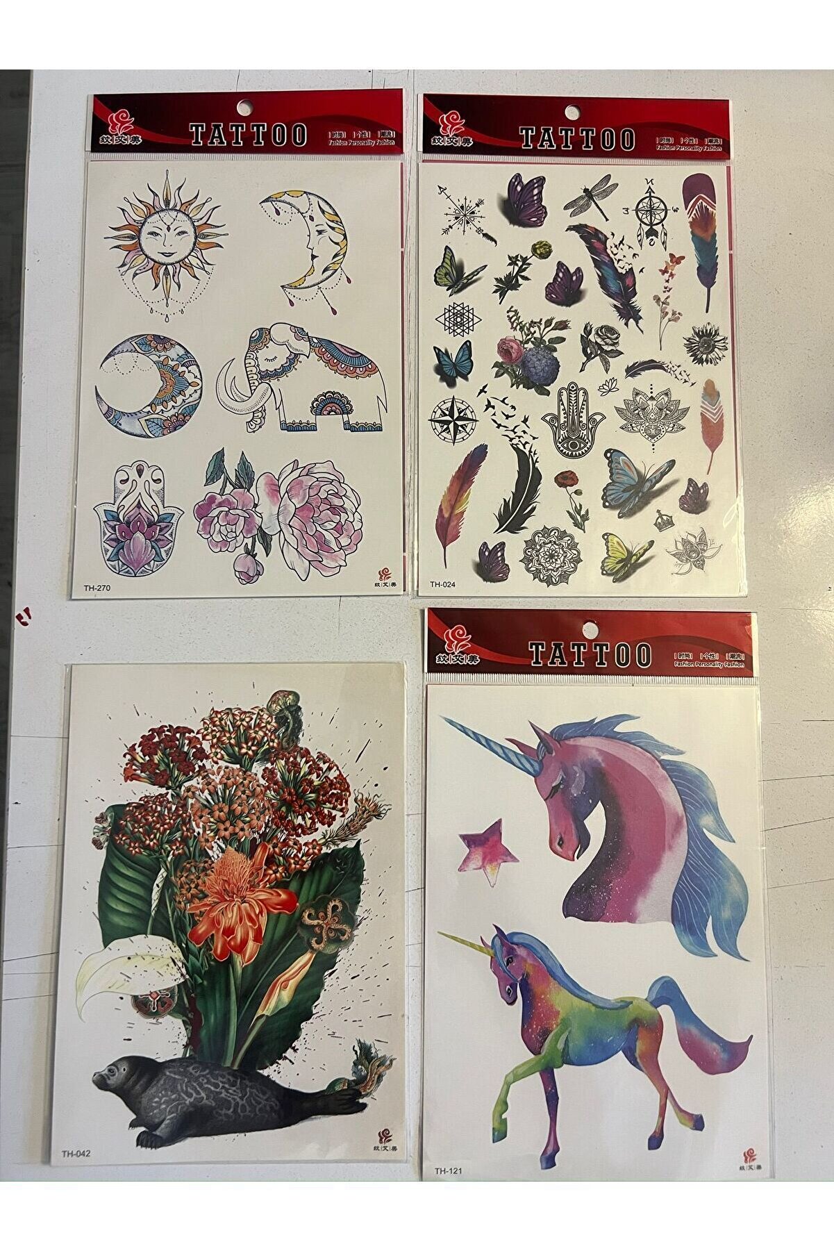 Ai̇rbrush Tattoo Büyük Boy Yapıştırma Dövme Geçi̇ci̇ Dövme Seti̇ 4 Adet Bi̇rden Model 39