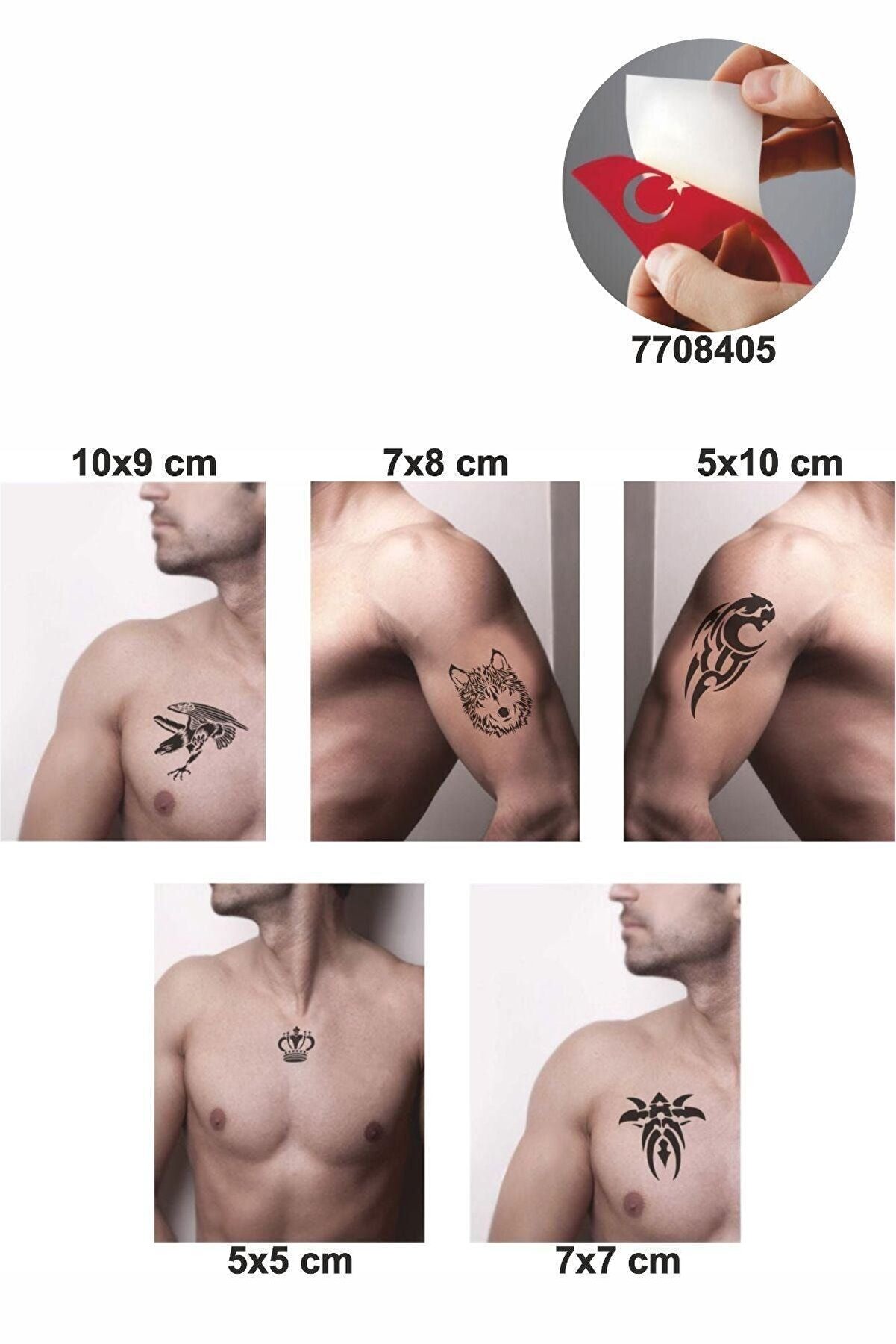 Ai̇rbrush Tattoo Yalnız Kurt 5 Adet Geçi̇ci̇ Dövme Kına Şablonu