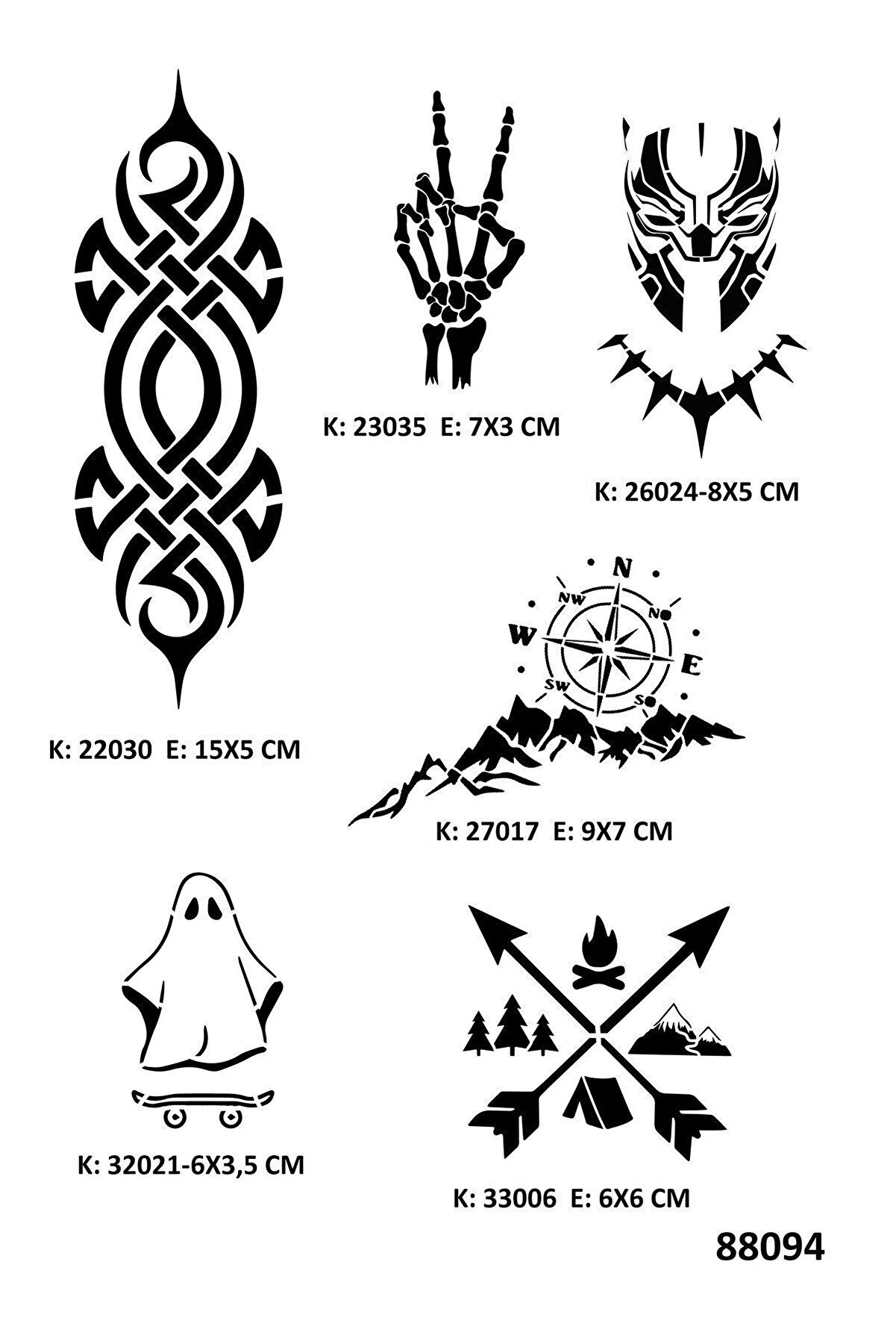 Ai̇rbrush Tattoo Fantasti̇k Modeller Geçi̇ci̇ Dövme Kalıpları Sadece Desen