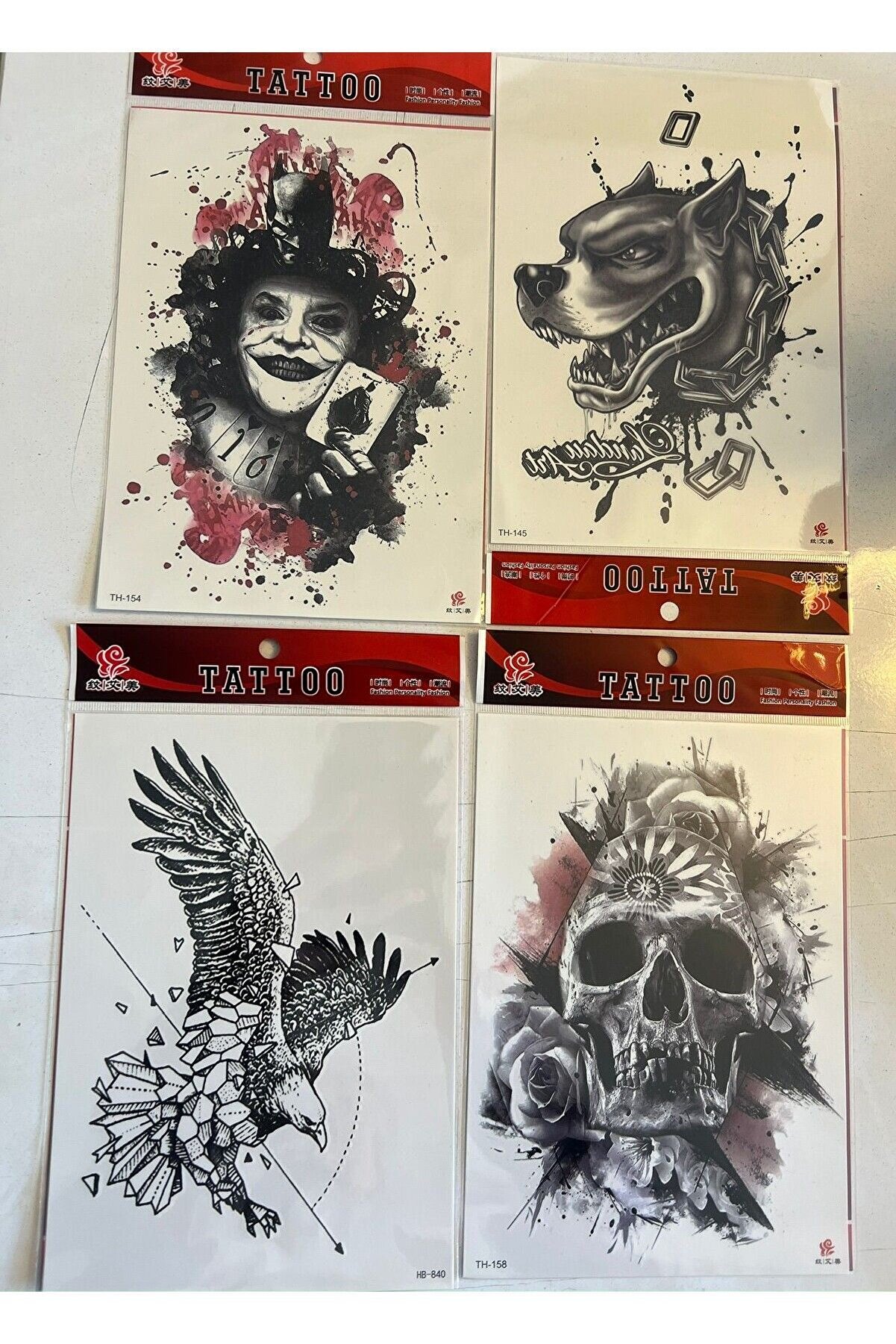 Ai̇rbrush Tattoo Büyük Boy Yapıştırma Dövme Geçi̇ci̇ Dövme Seti̇ 4 Adet Bi̇rden Model 14