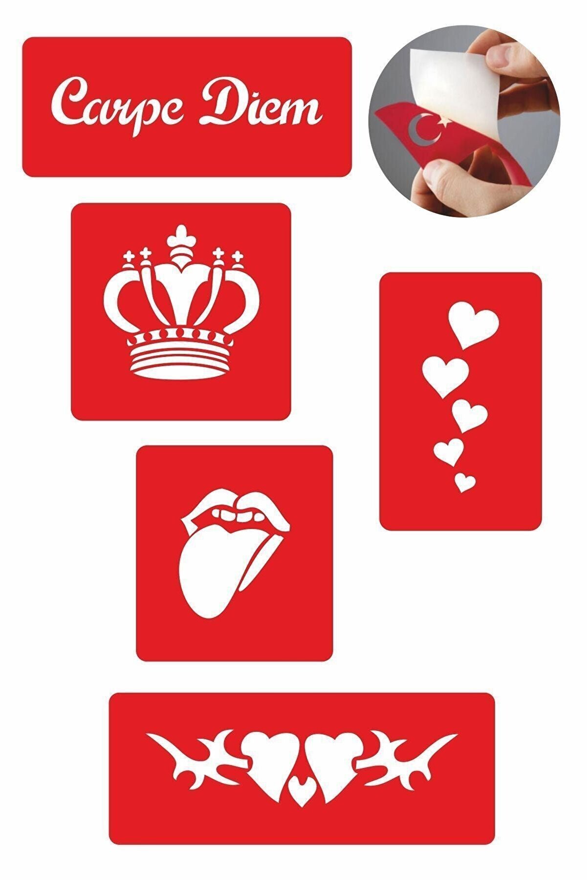 Ai̇rbrush Tattoo Anı Yaşa 5 Adet Geçi̇ci̇ Dövme Kına Şablonu