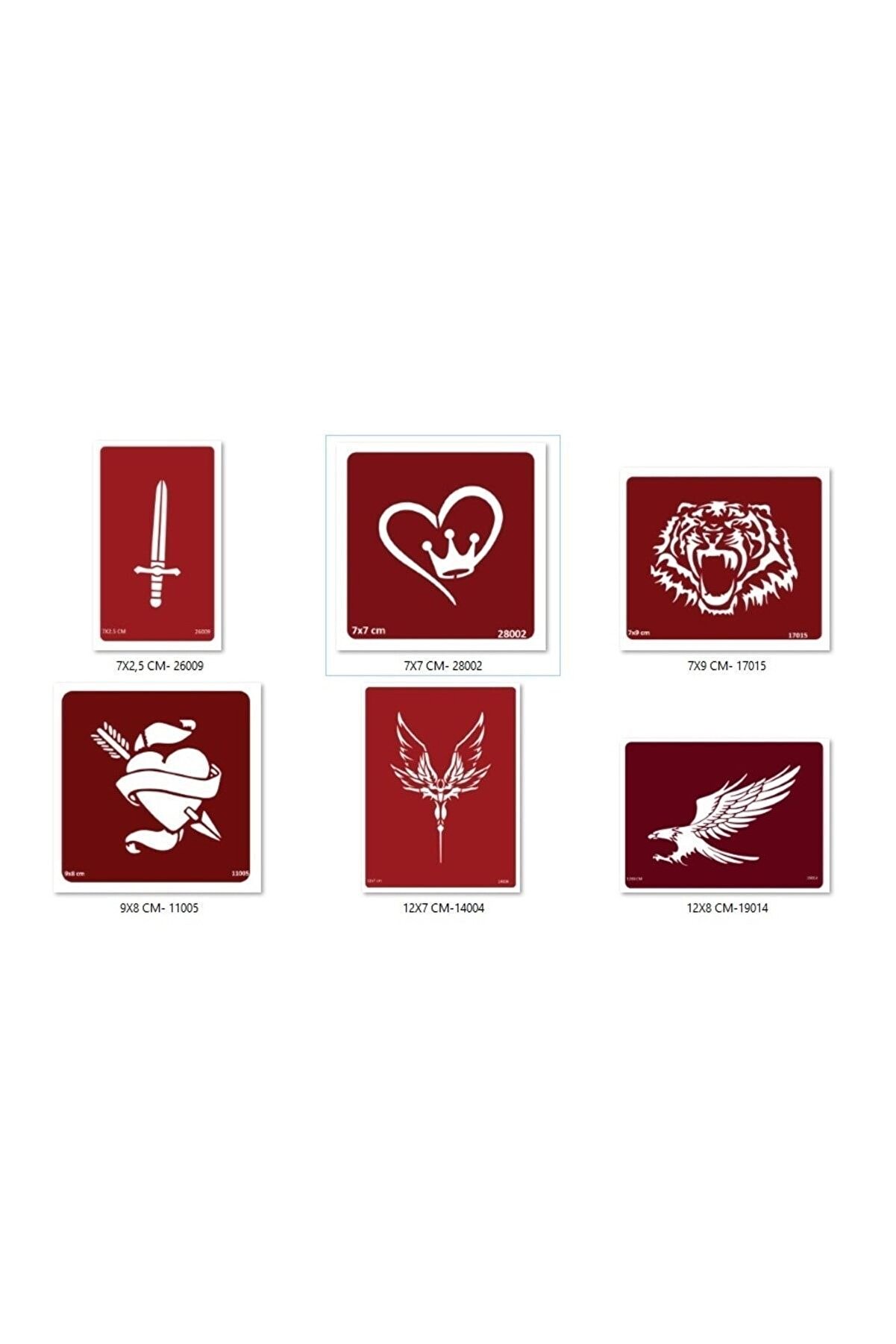 Ai̇rbrush Tattoo Kılıç Kalp Geçi̇ci̇ Dövme Şablonu Seti̇ Sadece Desen