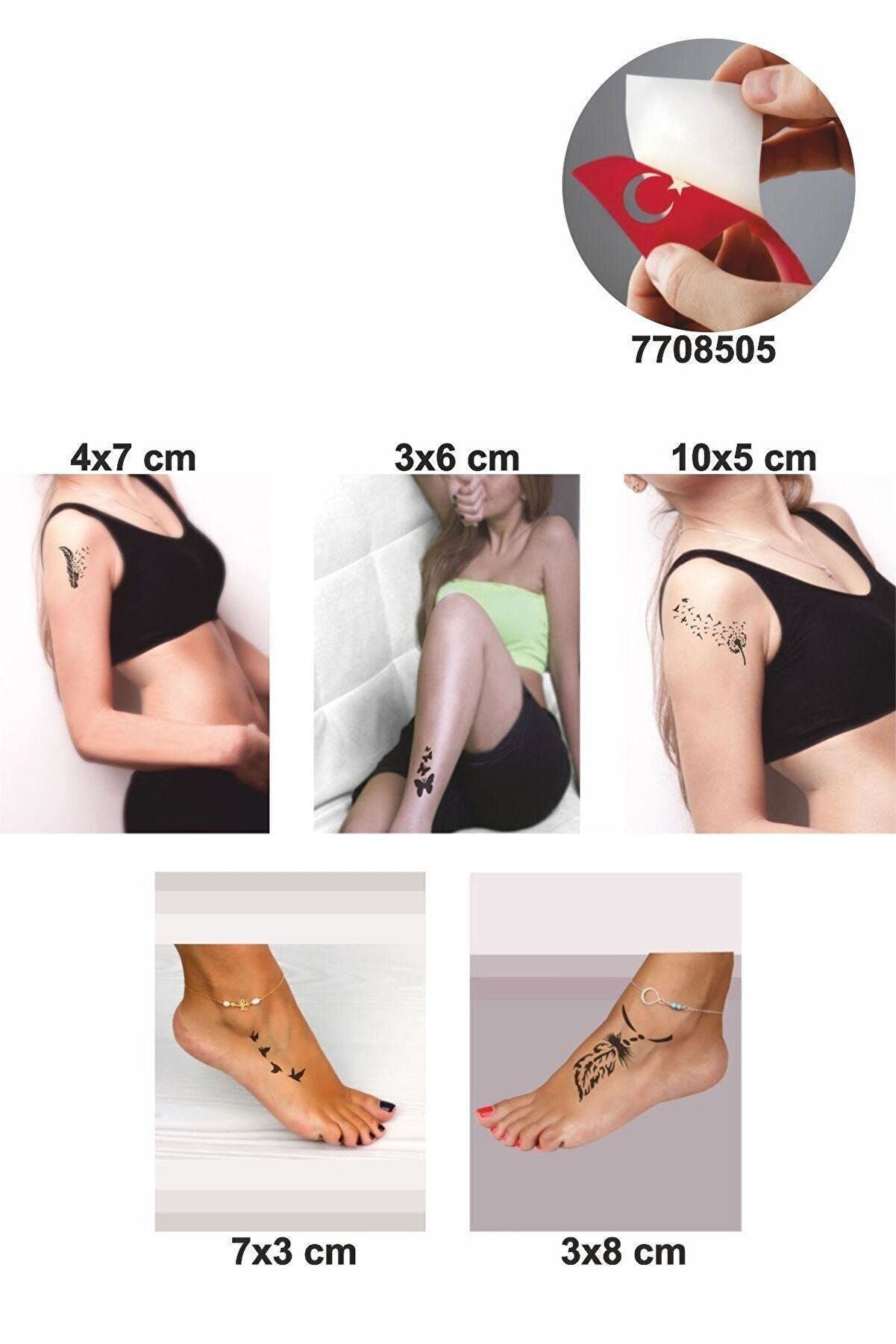 Ai̇rbrush Tattoo Kuşlar Ve Tüyler 5 Adet Geçi̇ci̇ Dövme Kına Şablonu