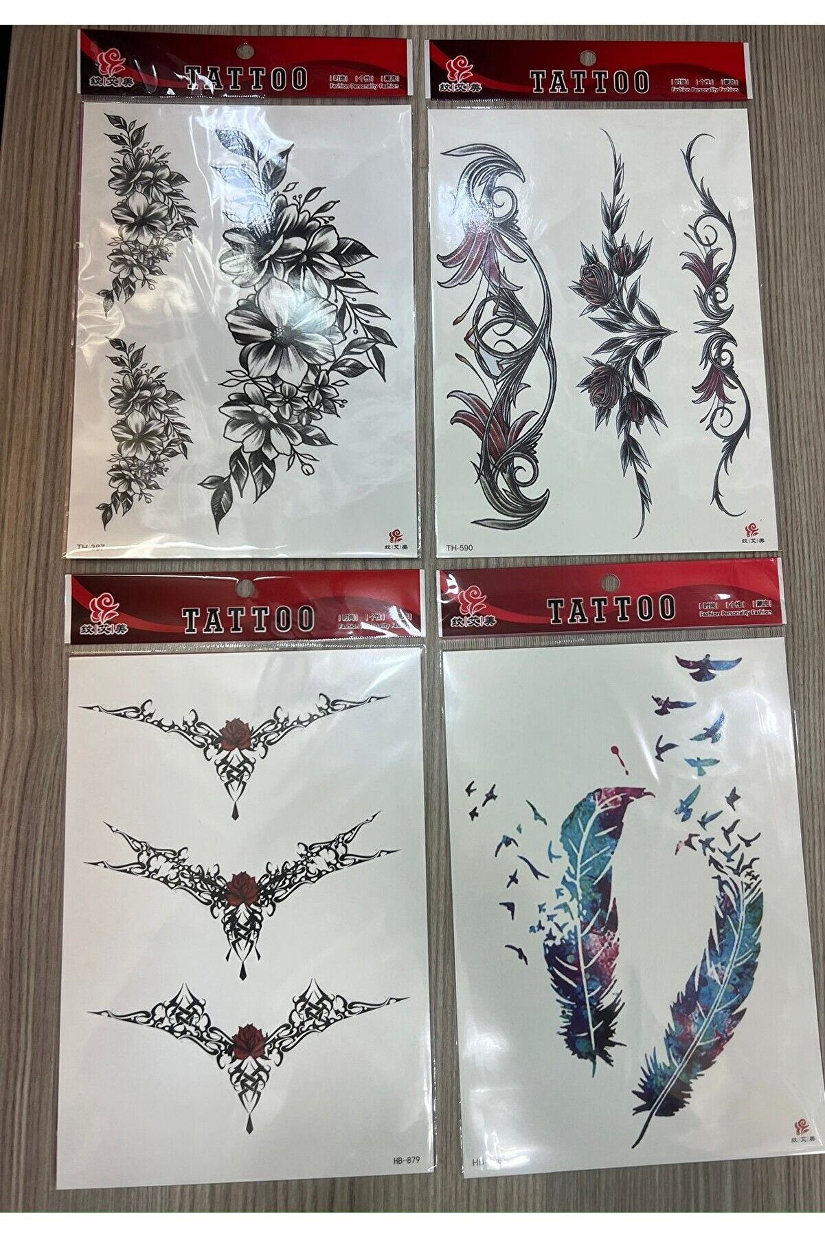 Ai̇rbrush Tattoo Büyük Boy Yapıştırma Dövme Geçi̇ci̇ Dövme Seti̇ 4 Adet Bi̇rden Model 20