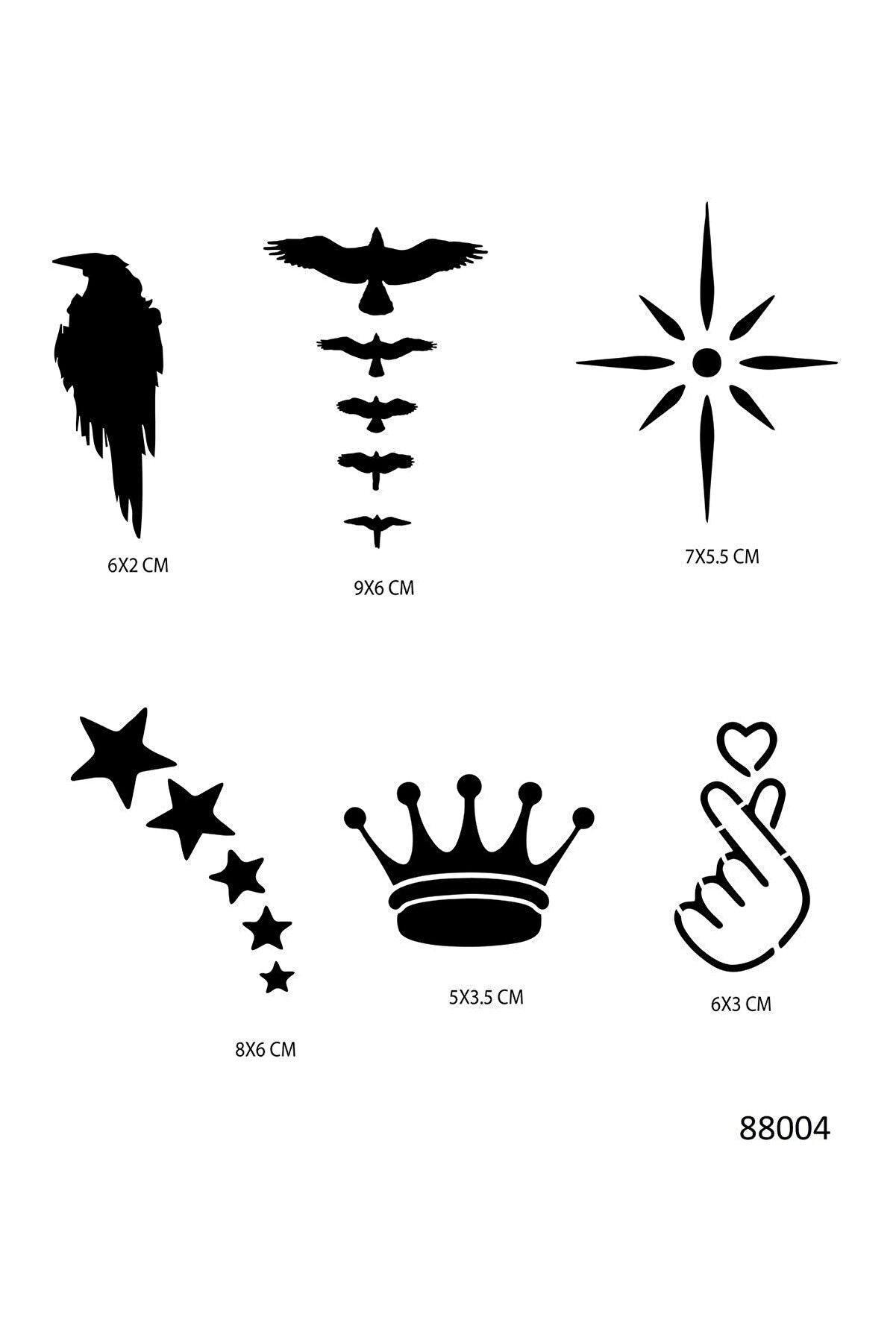 Ai̇rbrush Tattoo Kuşlar Ve Yıldızlar Ge&ccedil;i̇ci̇ D&ouml;vme Şablonu Seti̇ Sadece Desen