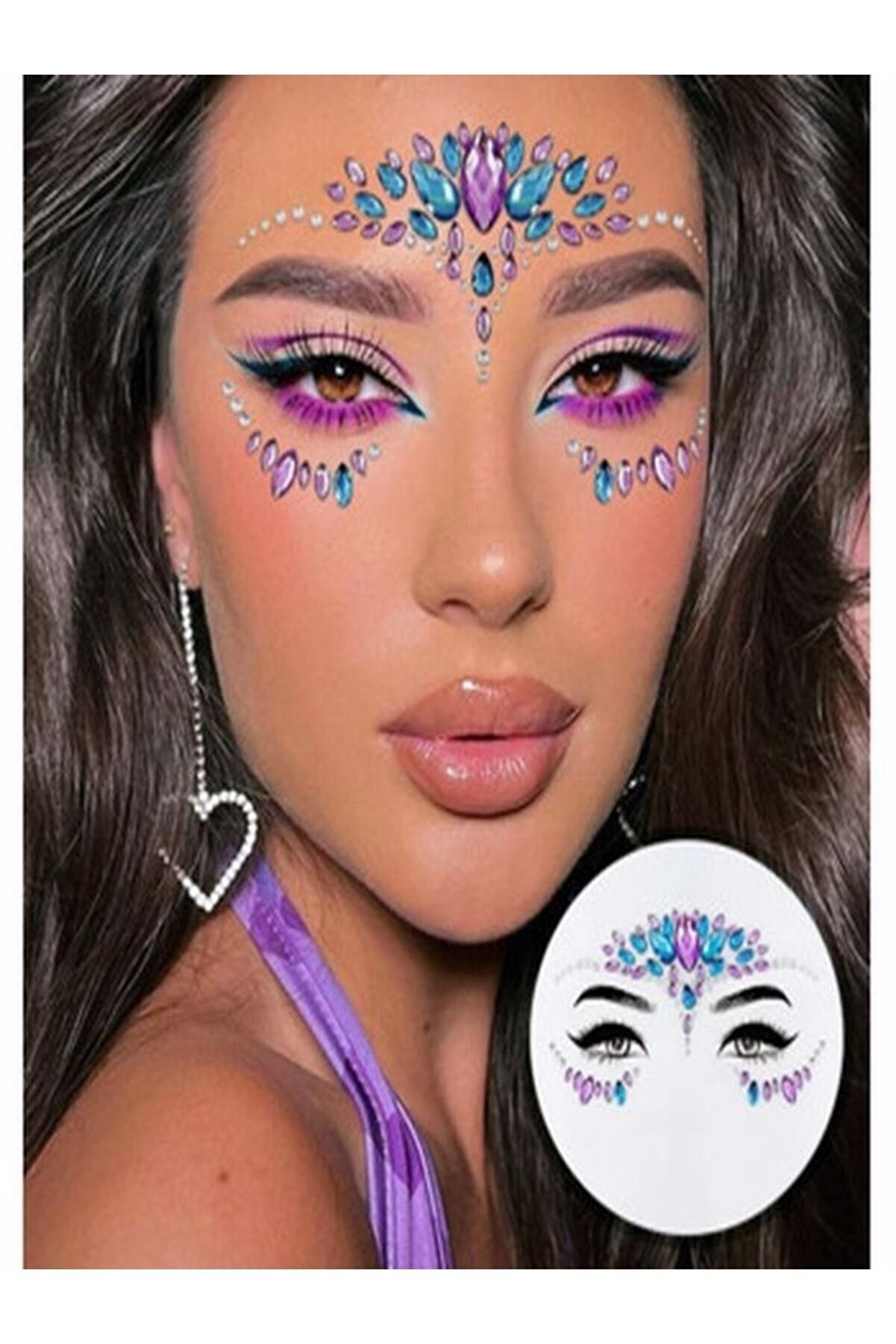 Ai̇rbrush Tattoo Kendi̇nden Yapışkanlı Yüz Taşı Sti̇cker Face Gems Model9