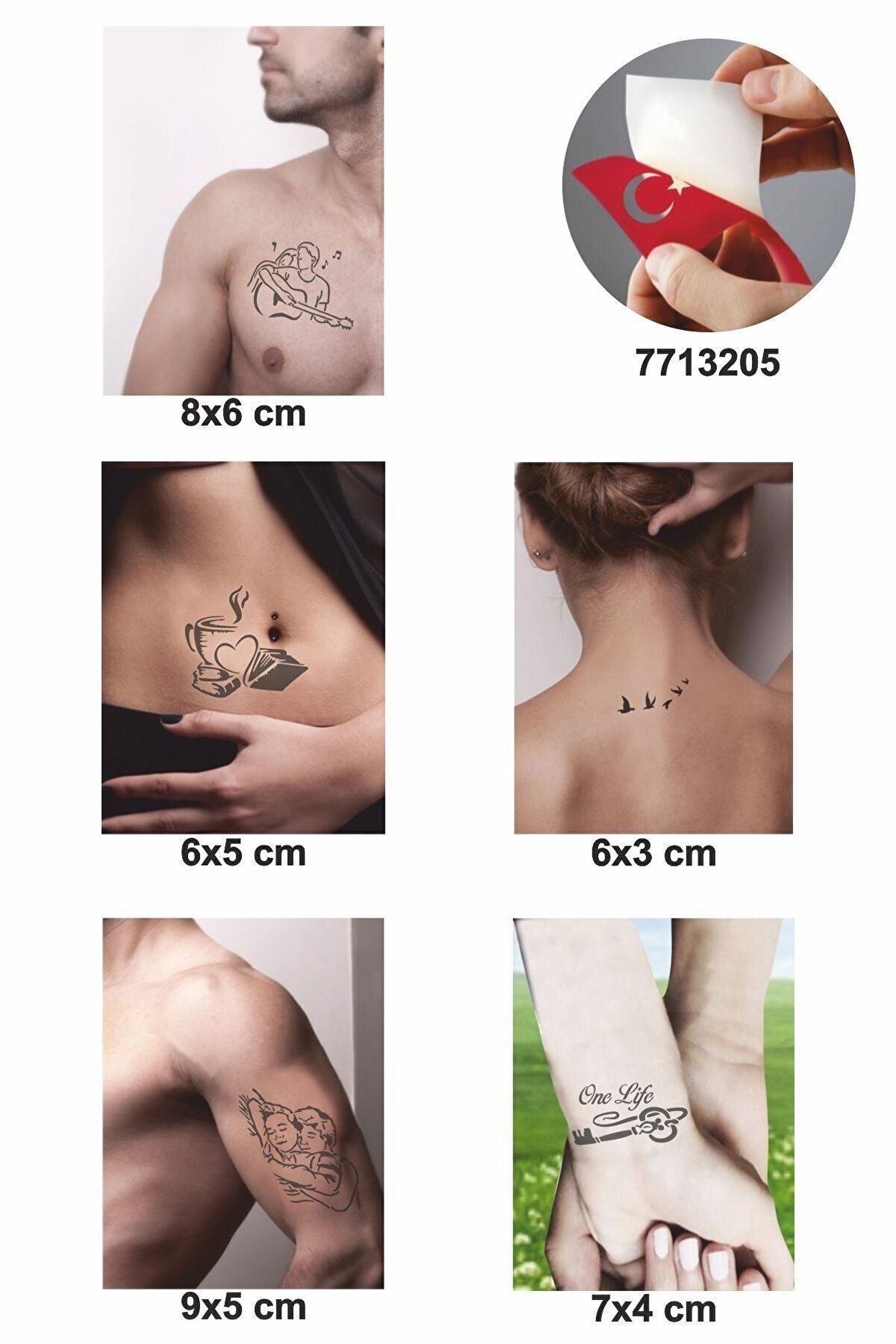Ai̇rbrush Tattoo Sarmaş Dolaş Desenler 5 Adet Geçi̇ci̇ Dövme Kına Şablonu